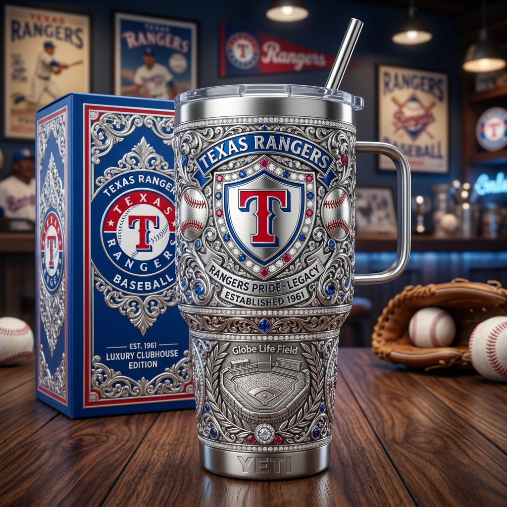 Texas Rangers 40oz Tumbler with Lid and Straw