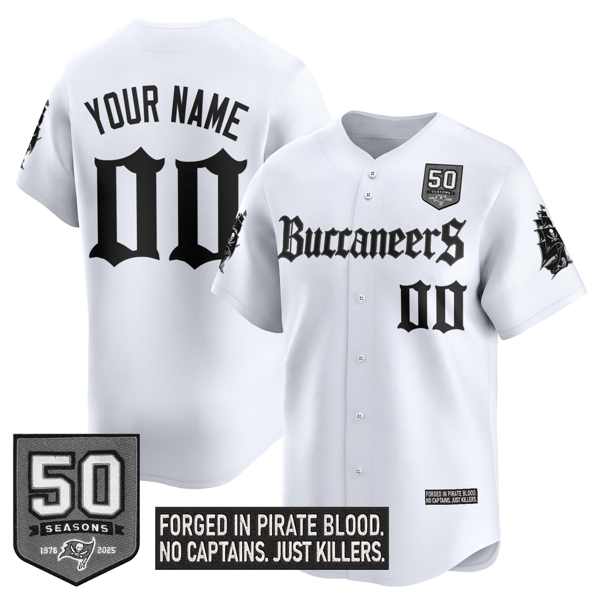 Tampa Bay Buccaneers 'Gothic Pirate Shadows Edition' Vapor Baseball Custom Jersey - All Stitched