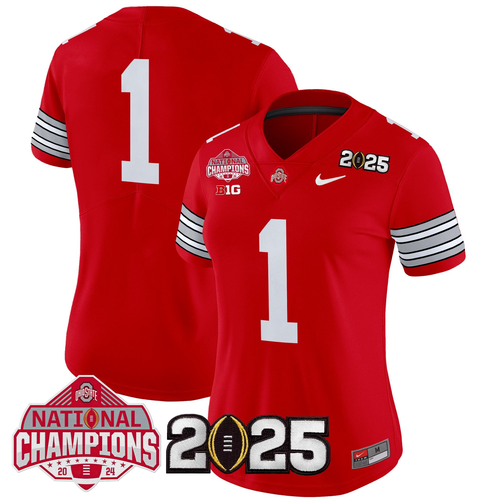Women's Ohio State Buckeyes 'Heritage Stripe' 2025 National Champions Patch Vapor Limited Jersey - All Stitched