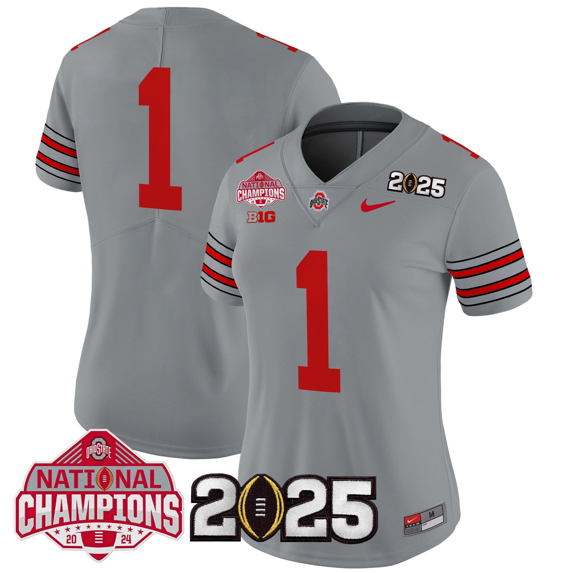 Women's Ohio State Buckeyes 'Heritage Stripe' 2025 National Champions Patch Vapor Limited Jersey - All Stitched