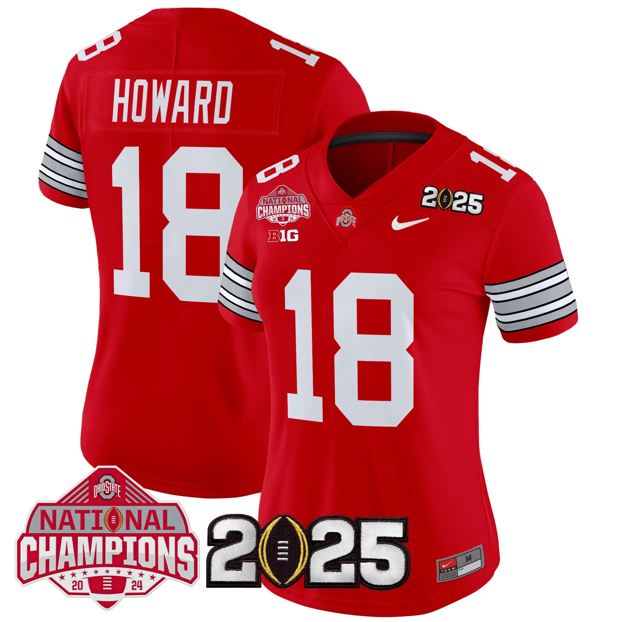 Women's Ohio State Buckeyes 'Heritage Stripe' 2025 National Champions Patch Vapor Limited Jersey - All Stitched