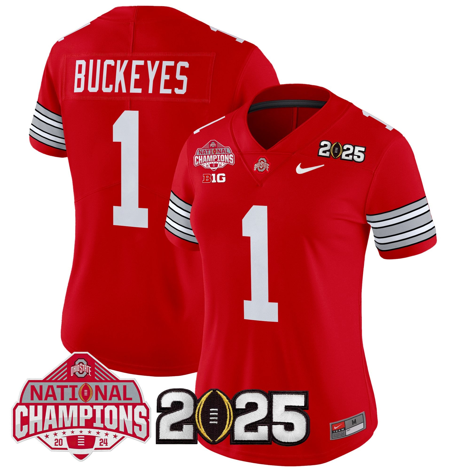 Women's Ohio State Buckeyes 'Heritage Stripe' 2025 National Champions Patch Vapor Limited Jersey - All Stitched