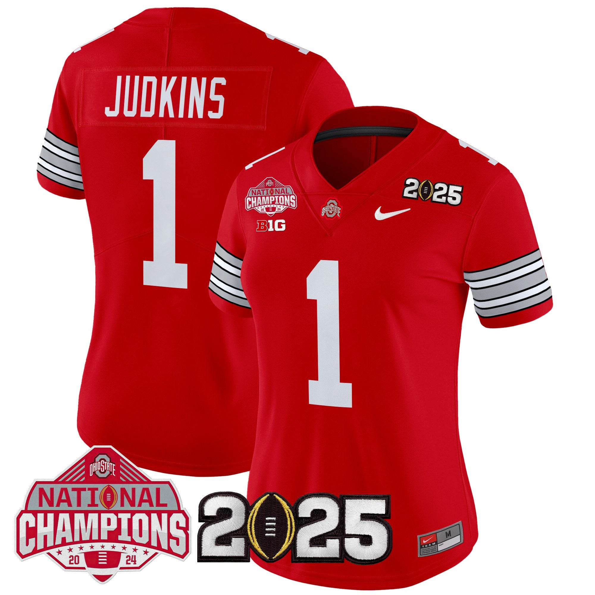 Women's Ohio State Buckeyes 'Heritage Stripe' 2025 National Champions Patch Vapor Limited Jersey - All Stitched