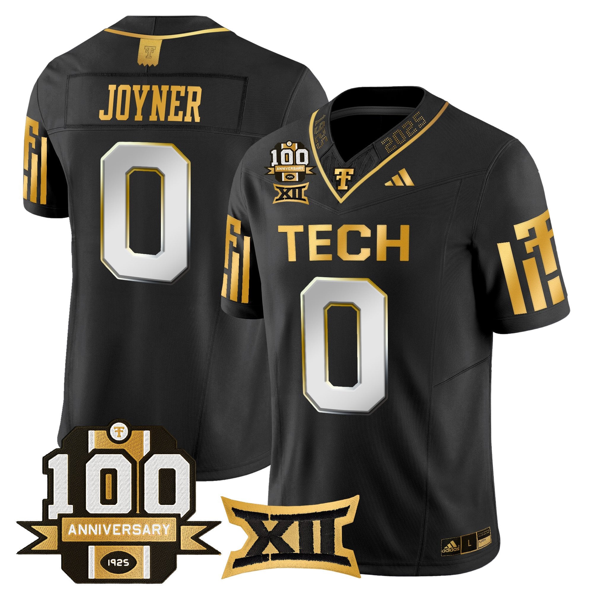 Men's Texas Tech Red Raiders 2025 Gold Vapor Limited Jersey - 100th Anniversary Patch - All Stitched