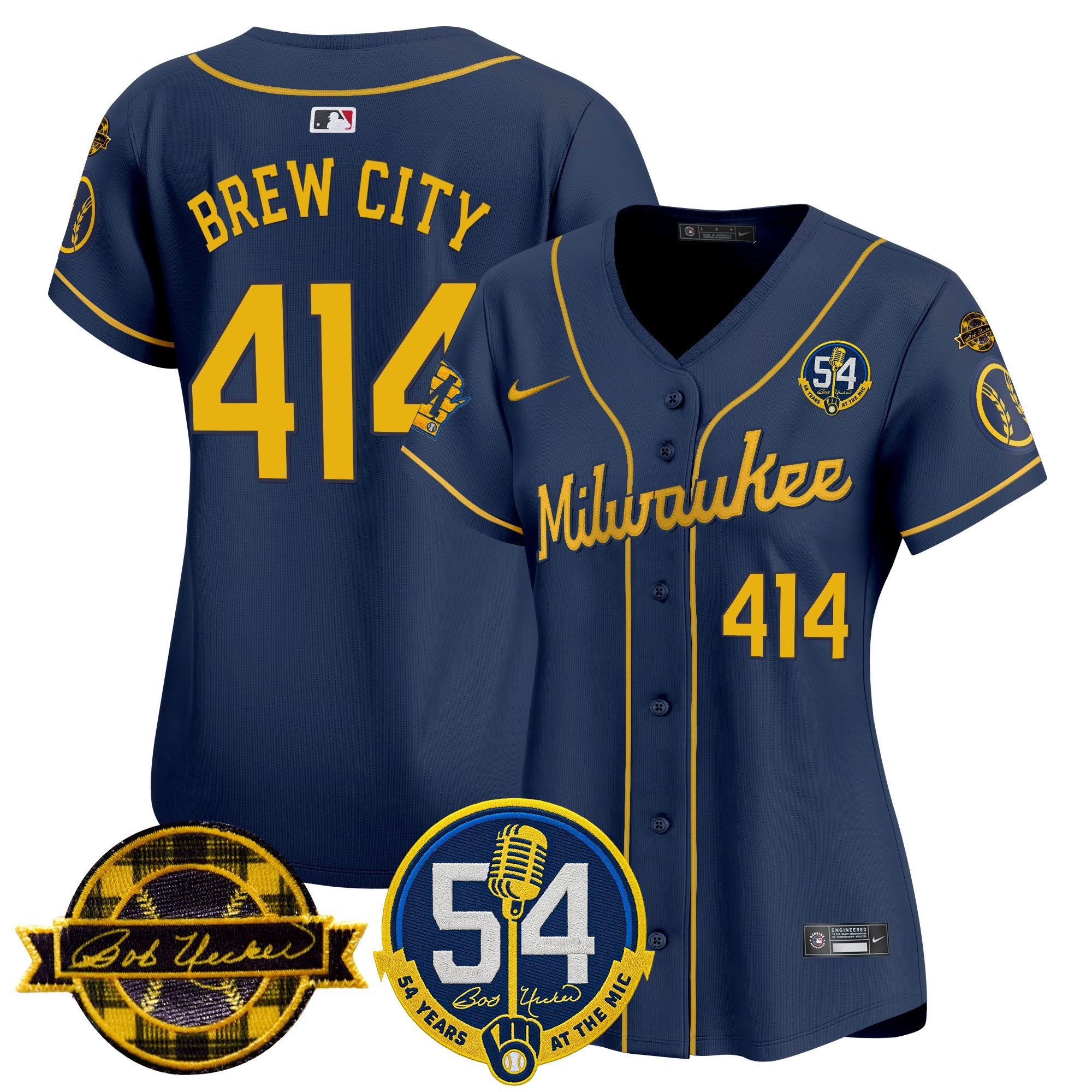 Women's Milwaukee Brewers 'Bob Uecker - 54 Seasons for Brewers' Vapor Premier Limited Jersey - All Stitched