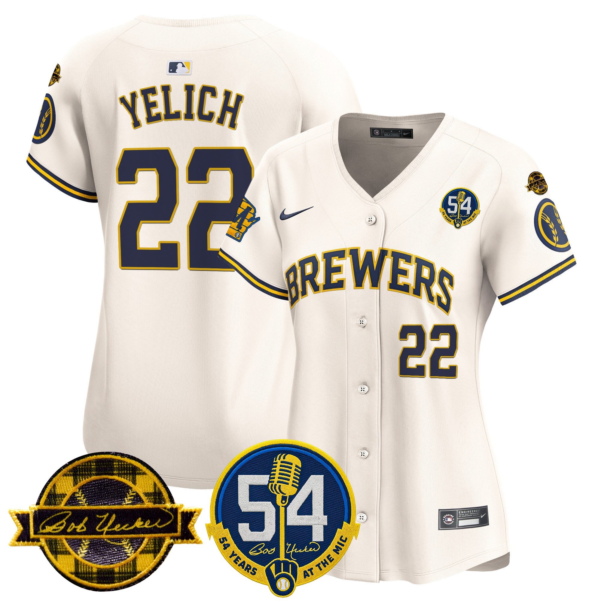 Women's Milwaukee Brewers 'Bob Uecker - 54 Seasons for Brewers' Vapor Premier Limited Jersey - All Stitched