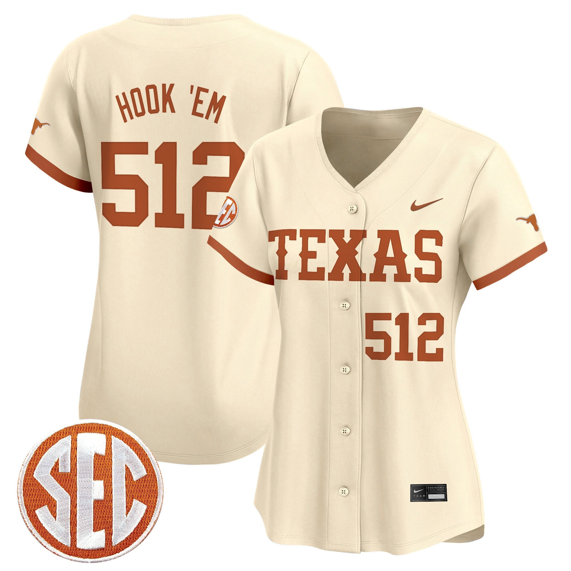 Women's Texas Longhorns 2025 Vapor Baseball Jersey - All Stitched