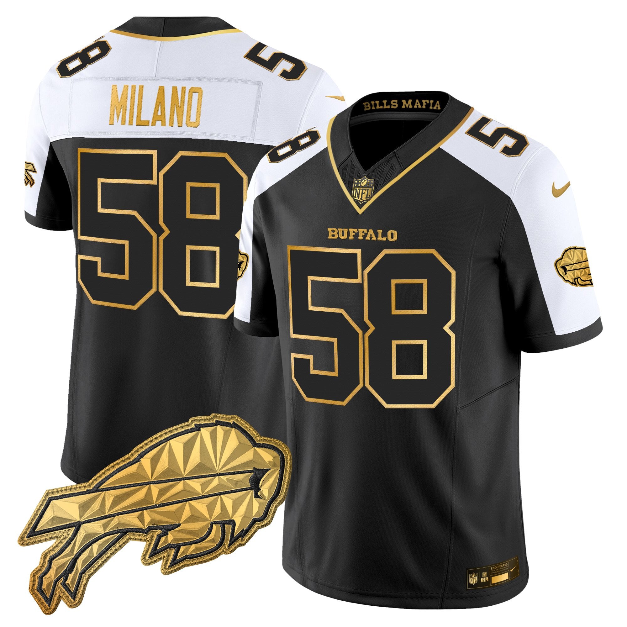 Men's Buffalo Bills 2025 "Rivalries" Gold Vapor Limited Jersey - All Stitched