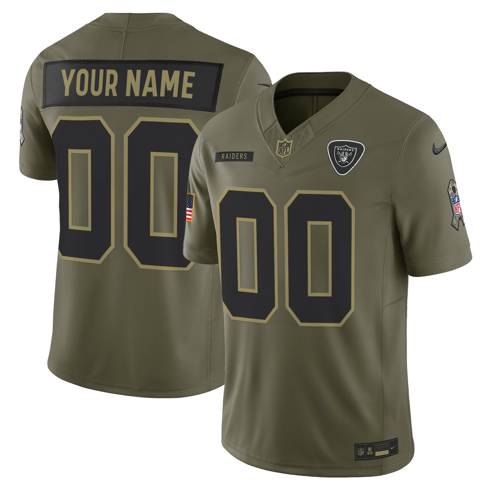 Las Vegas Raiders 2025 Salute to Service Vapor Limited Custom Jersey - All Stitched