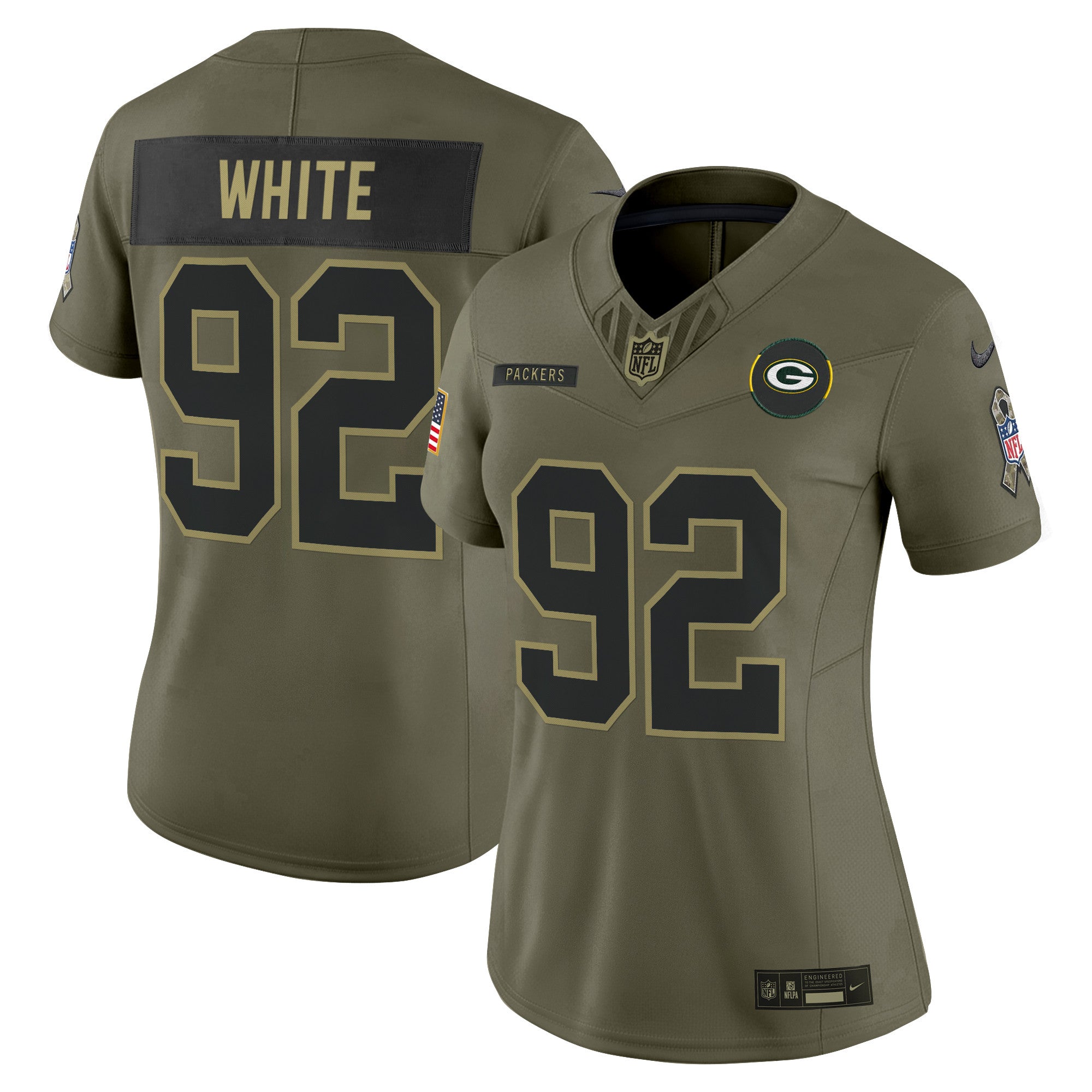 Women's Green Bay Packers 2025 Salute to Service Vapor Limited Jersey - All Stitched