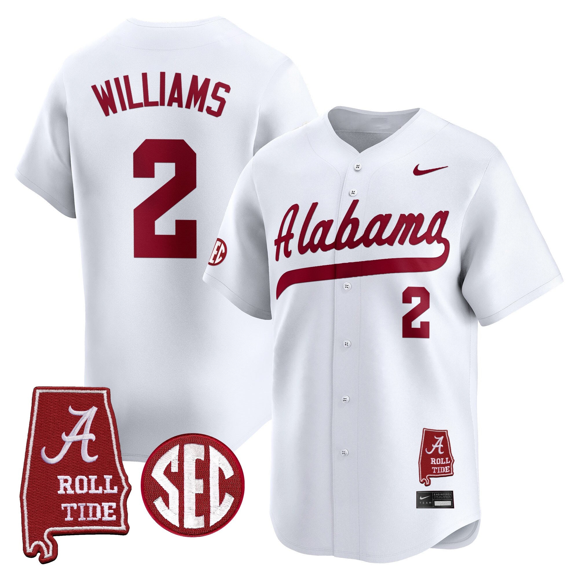 Men's Alabama Crimson Tide 2025 Vapor Baseball Jersey - Alabama Map - All Stitched