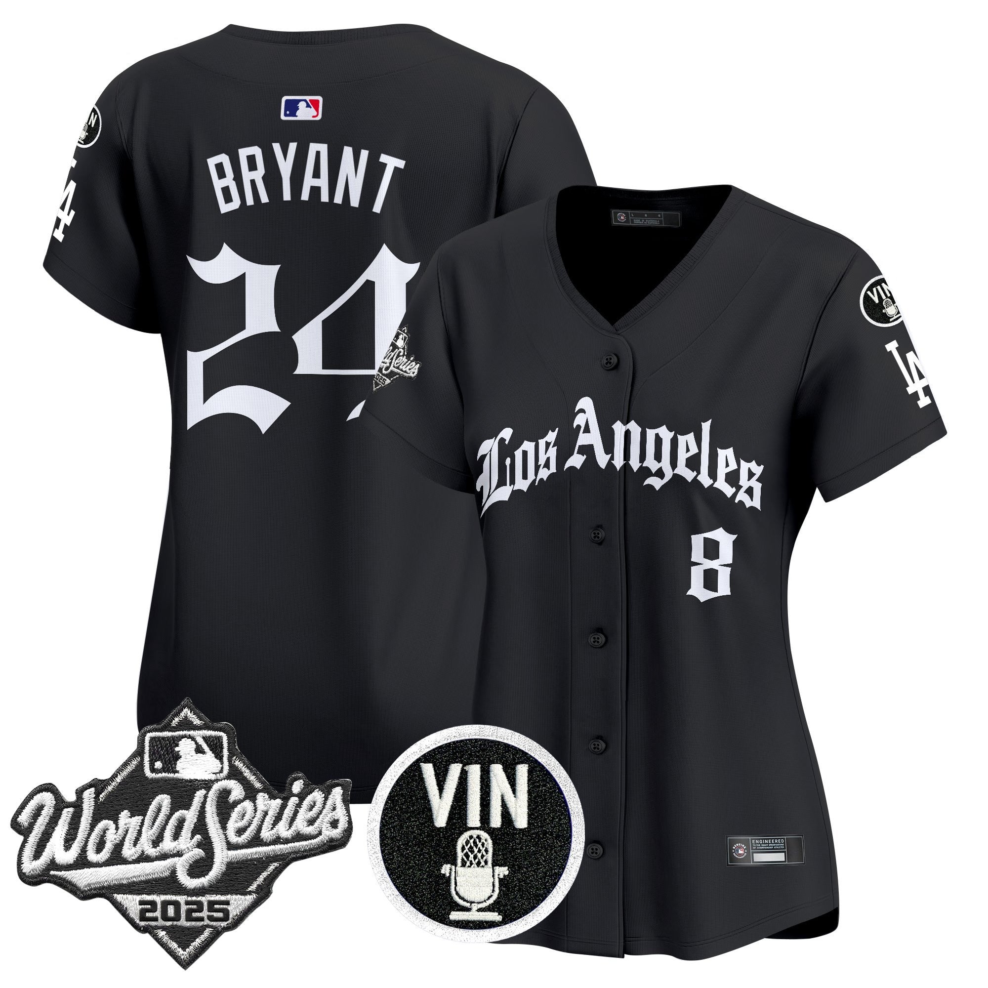 Women's Dodgers 2025 World Series Vapor Premier Limited Jersey - LA Gothic Edition - All Stitched