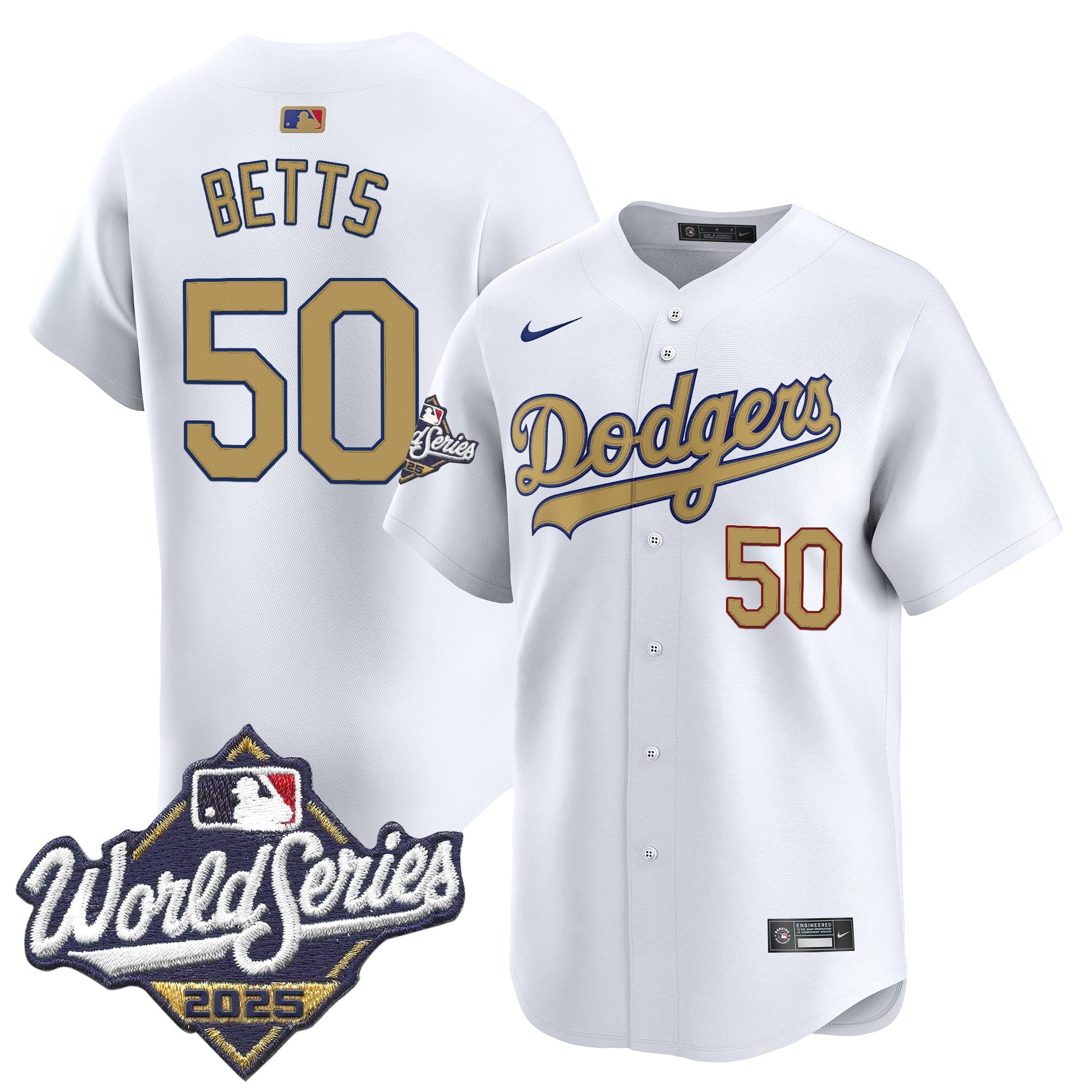 Dodgers 2025 World Series Gold Vapor Premier Limited Jersey - All Stitched