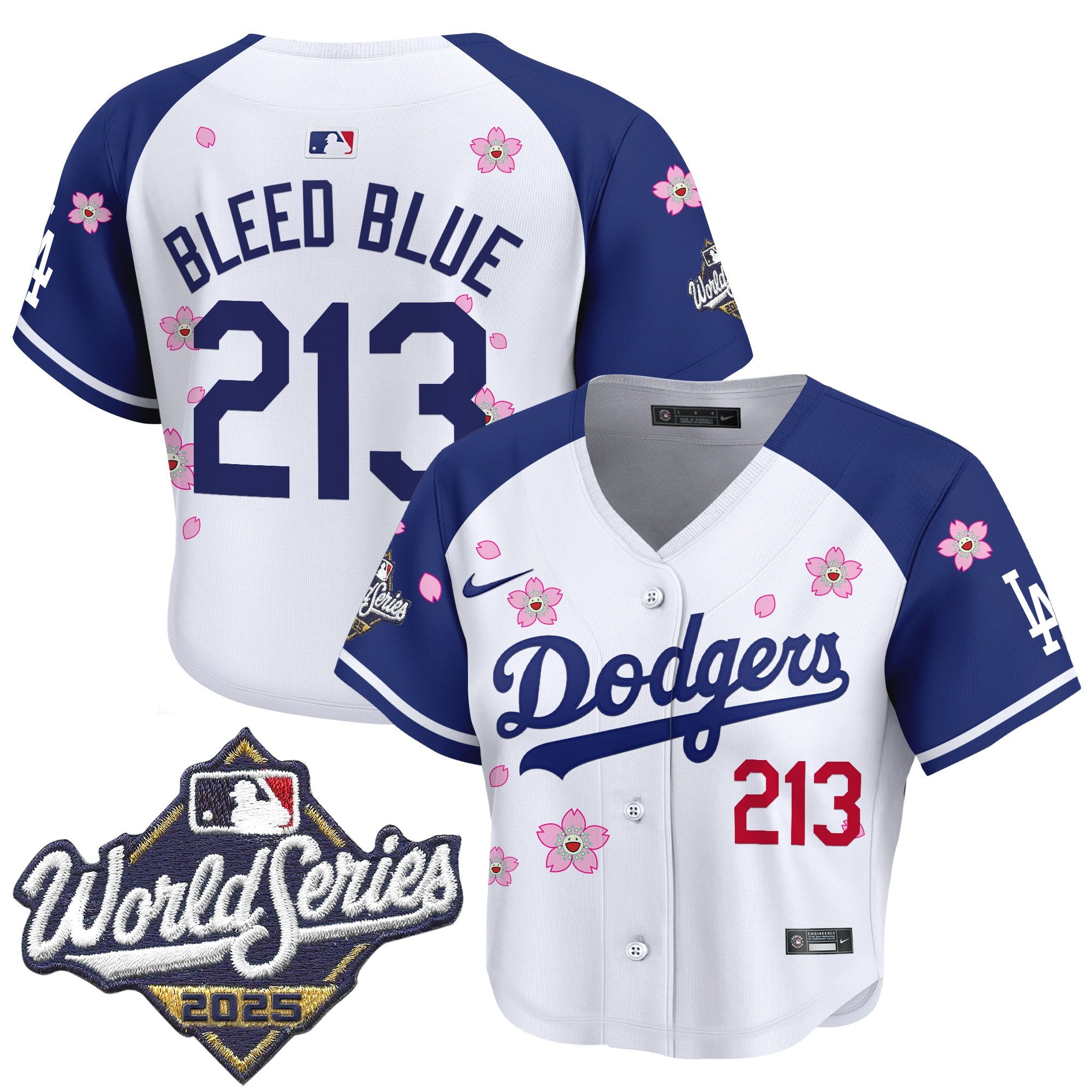 Women's Dodgers 2025 World Series x Tokyo Series Crop Top Baseball Jersey - All Stitched