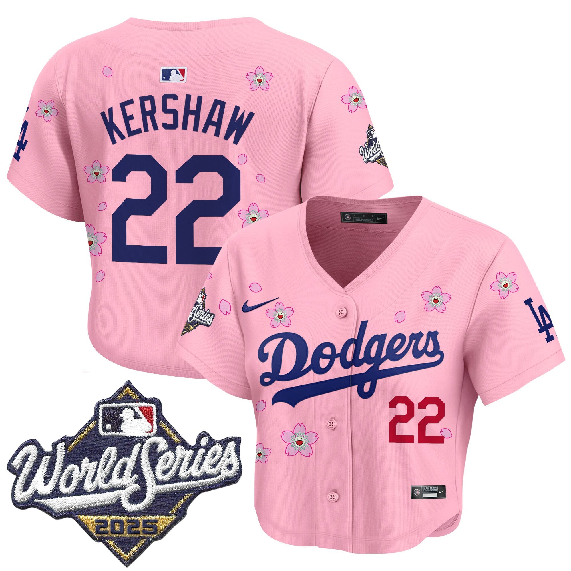 Women's Dodgers 2025 World Series x Tokyo Series Crop Top Baseball Jersey - All Stitched