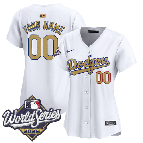 Dodgers 2025 World Series Gold Vapor Premier Limited Custom Jersey - All Stitched