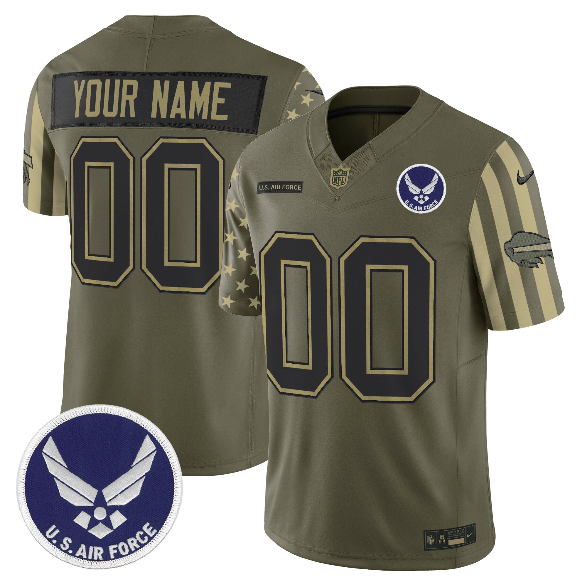 Buffalo Bills x U.S. Military Veteran Vapor Limited Custom Jersey - All Stitched