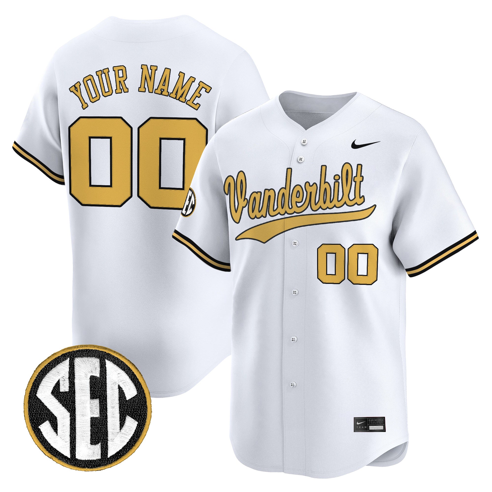 Vanderbilt Commodores 2025 Vapor Baseball Custom Jersey - All Stitched