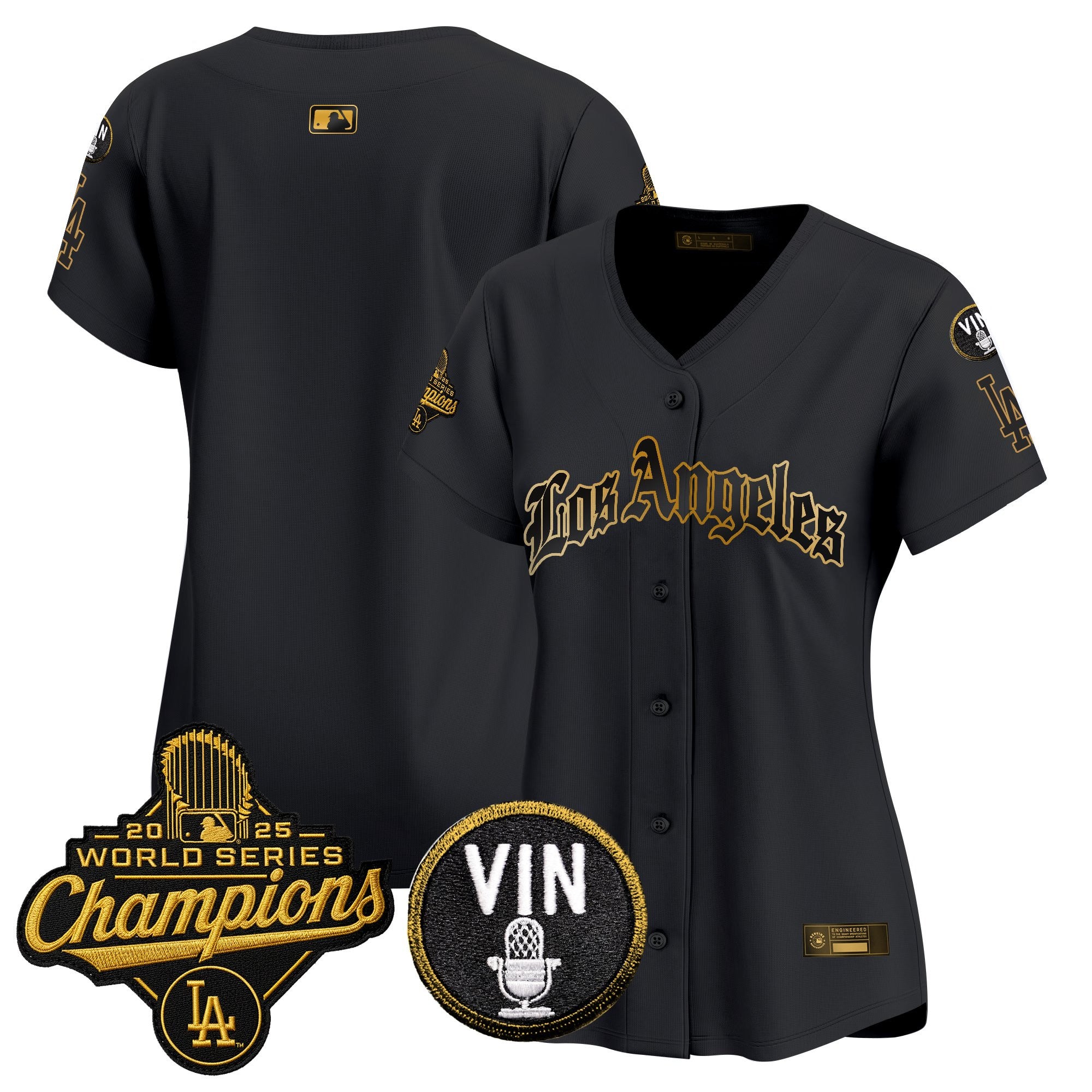 Women's Dodgers 2025 World Series Champions Vapor Premier Limited Jersey - LA Gothic Edition - All Stitched