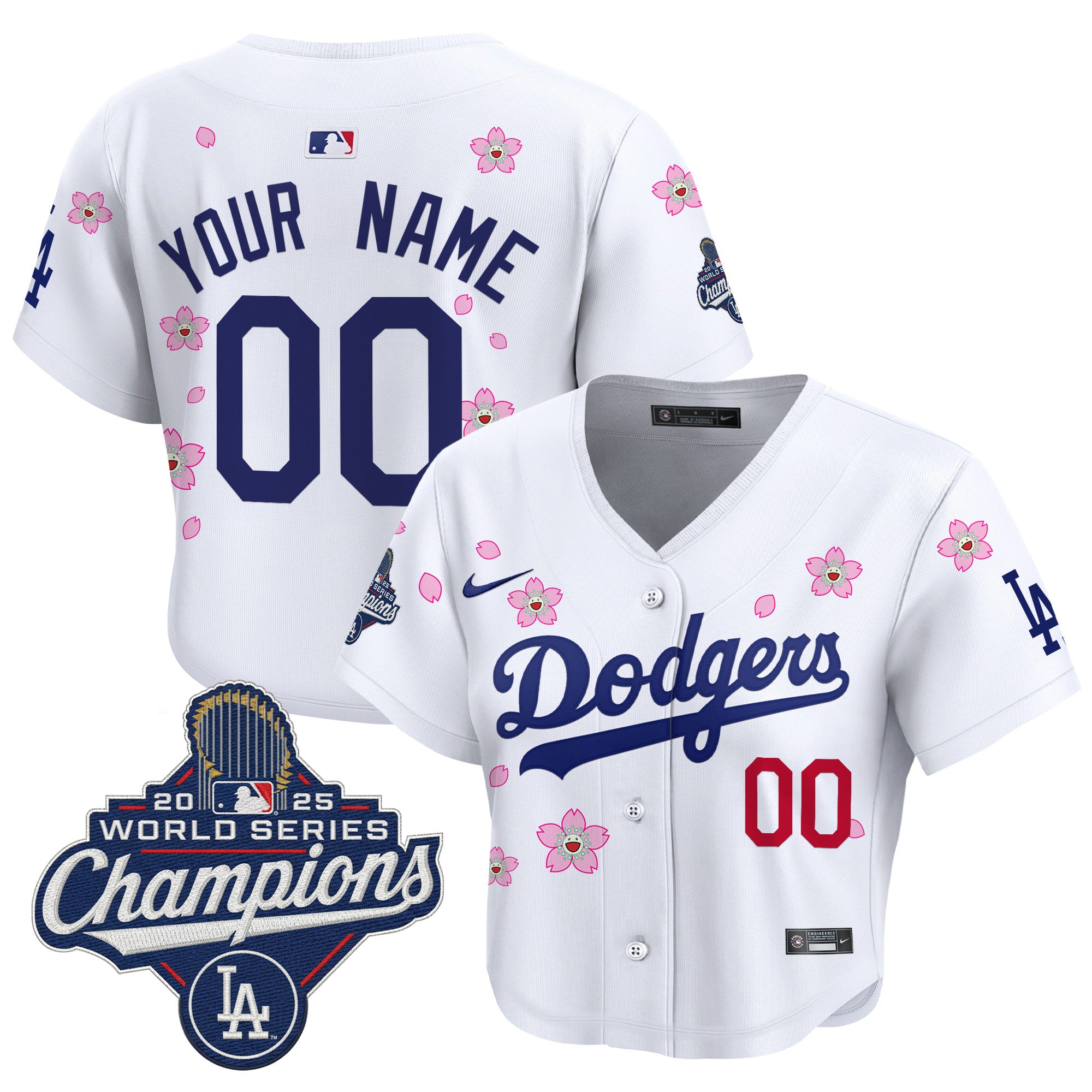 Dodgers 2025 World Series Champions x Tokyo Series Crop Top Baseball Custom Jersey - All Stitched