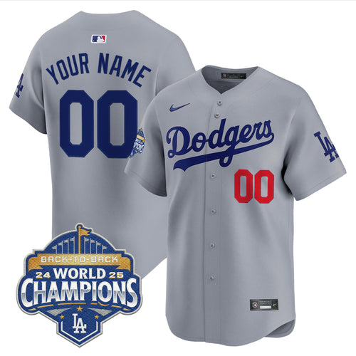 Dodgers 2025 Back-To-Back Champions Vapor Premier Limited Custom Jersey - All Stitched