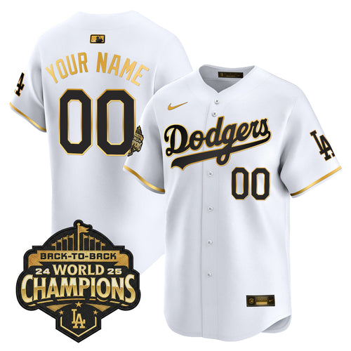 Dodgers 2025 Back-To-Back Champions Vapor Premier Limited Custom Jersey - All Stitched