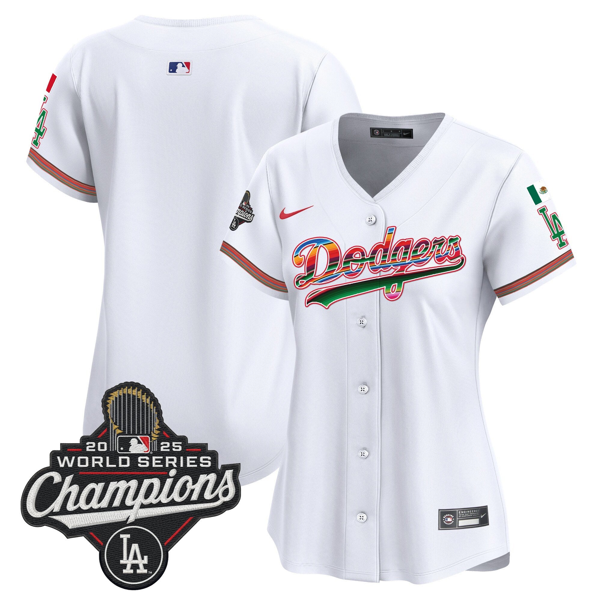 Women's Dodgers Mexico 2025 World Series Champions Vapor Premier Limited Jersey - All Stitched