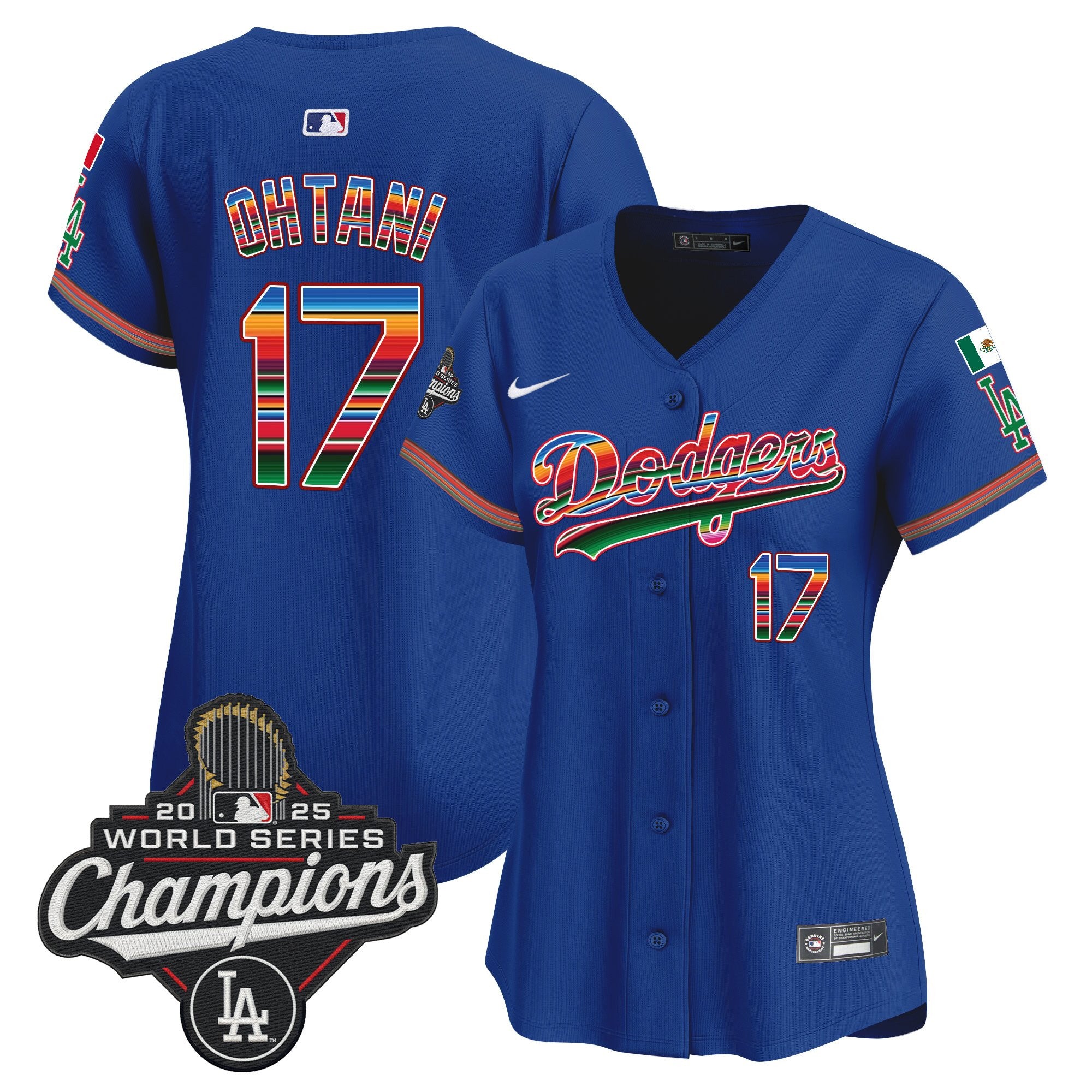 Women's Dodgers Mexico 2025 World Series Champions Vapor Premier Limited Jersey - All Stitched