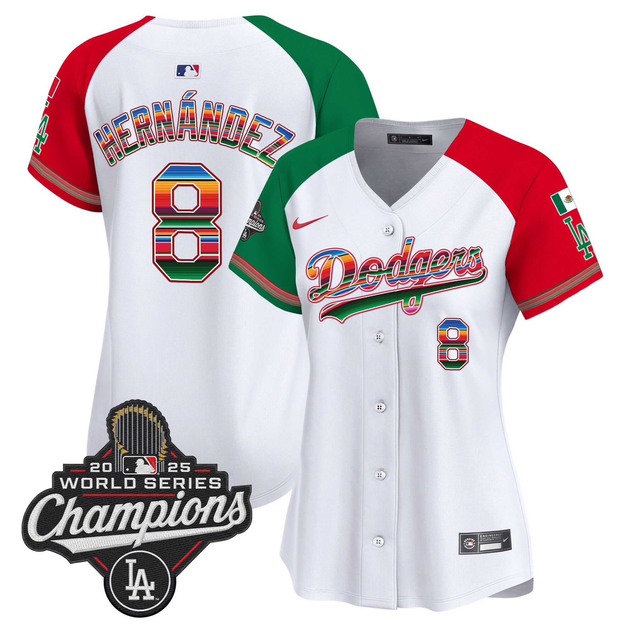 Women's Dodgers Mexico 2025 World Series Champions Vapor Premier Limited Jersey - All Stitched
