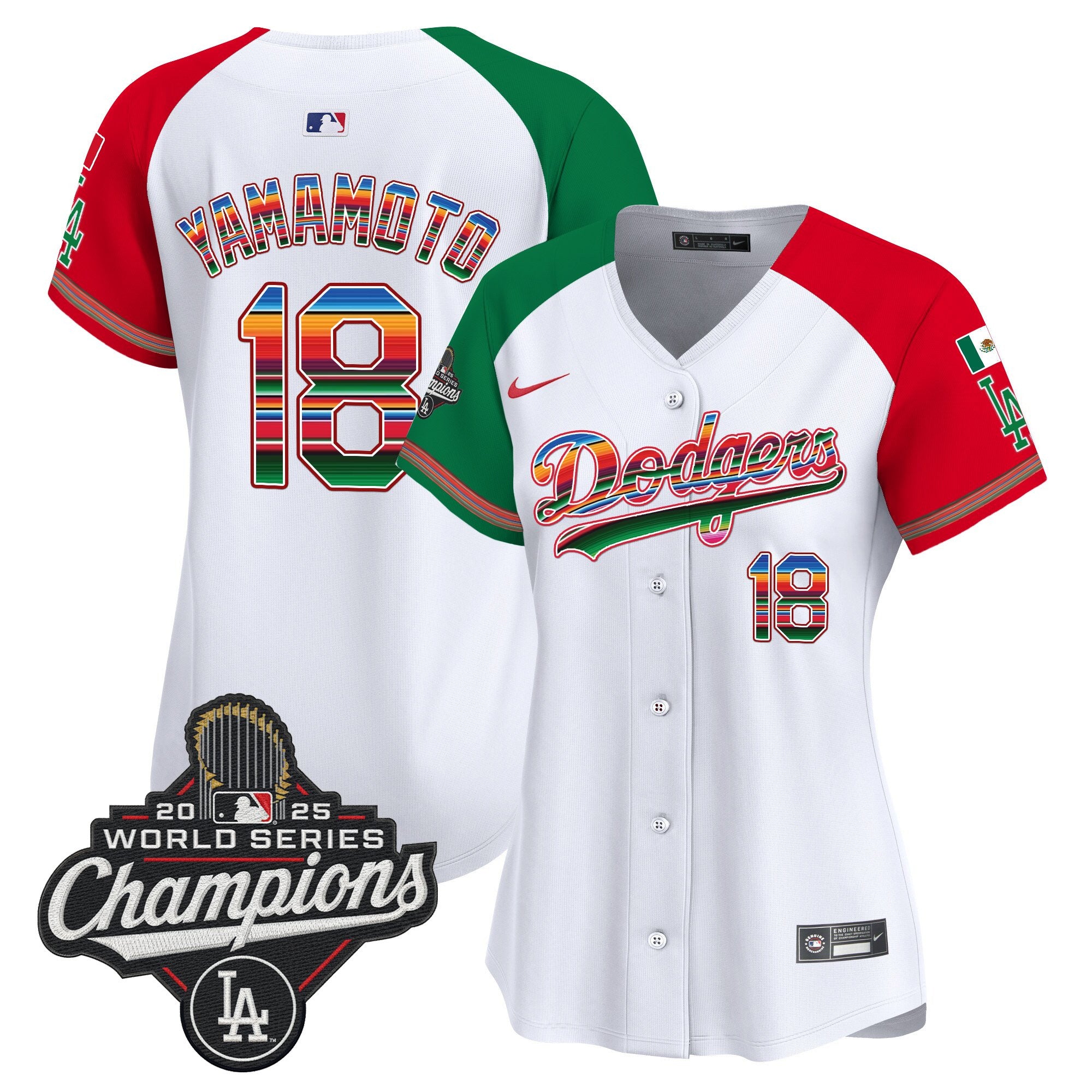 Women's Dodgers Mexico 2025 World Series Champions Vapor Premier Limited Jersey - All Stitched