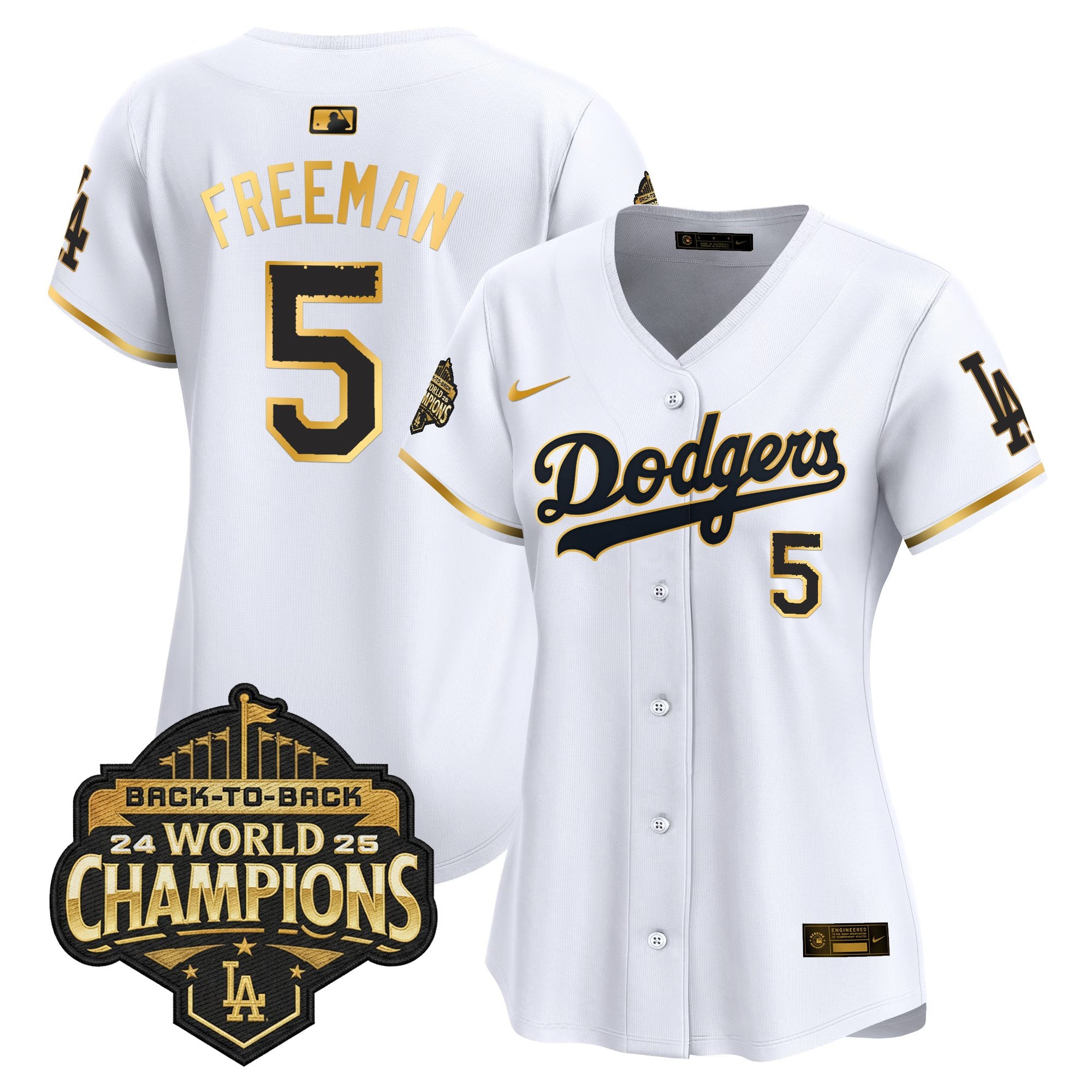 Women's Dodgers 2025 Back-To-Back Champions Vapor Premier Limited Jersey - All Stitched