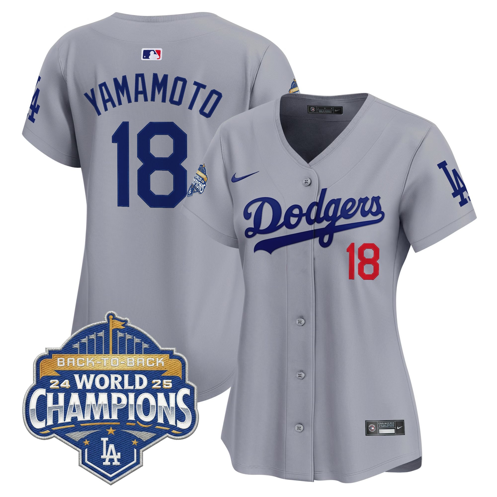 Women's Dodgers 2025 Back-To-Back Champions Vapor Premier Limited Jersey - All Stitched