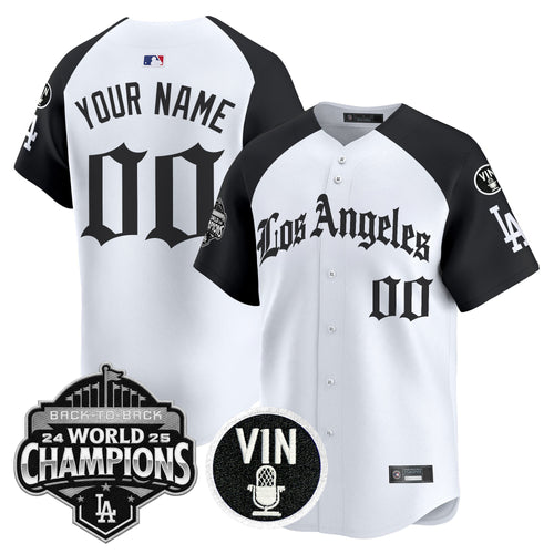 Dodgers 2025 Back-To-Back Champions Vapor Premier Limited Custom Jersey - LA Gothic Edition - All Stitched