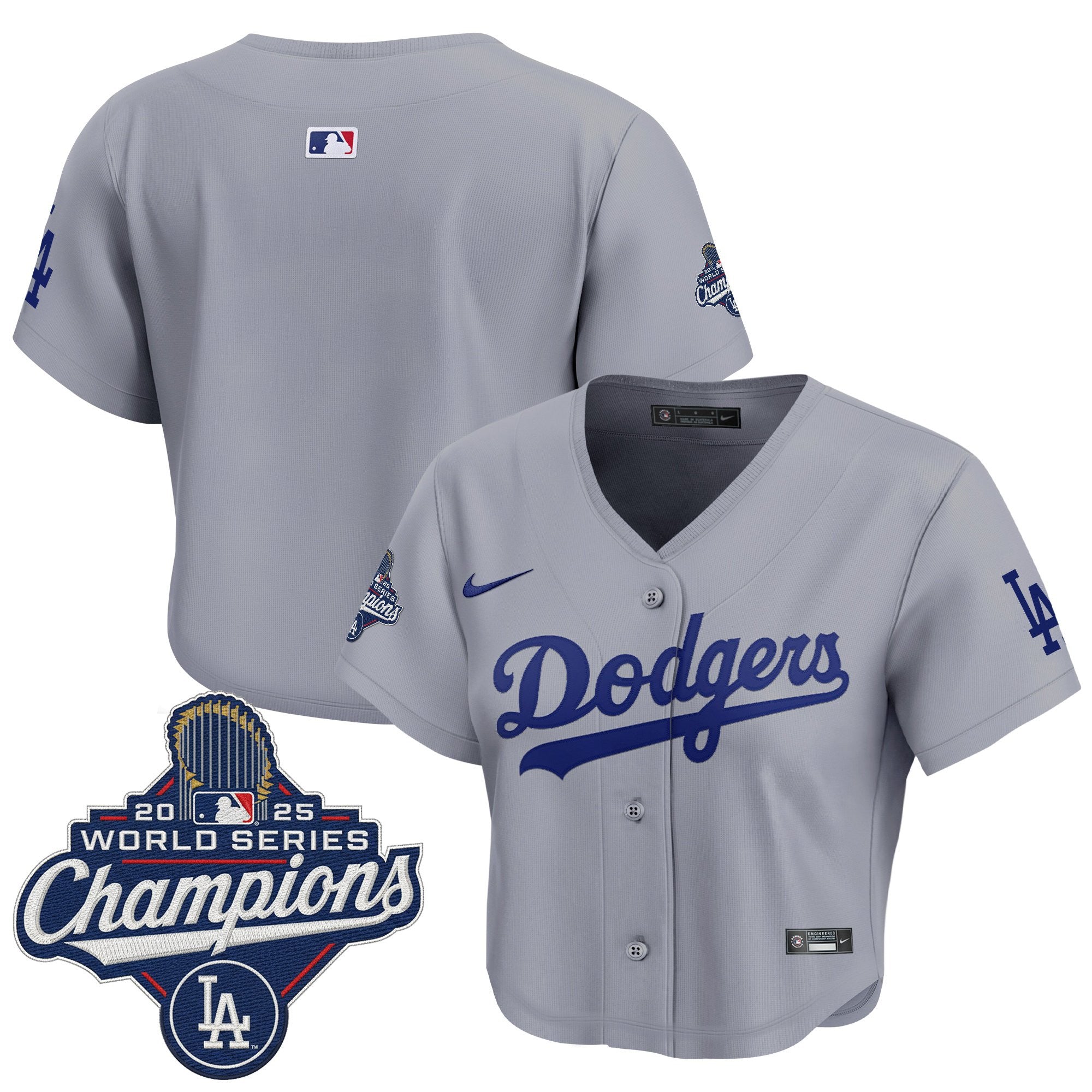 Women's Dodgers 2025 World Series Champions Crop Top Baseball Jersey - All Stitched