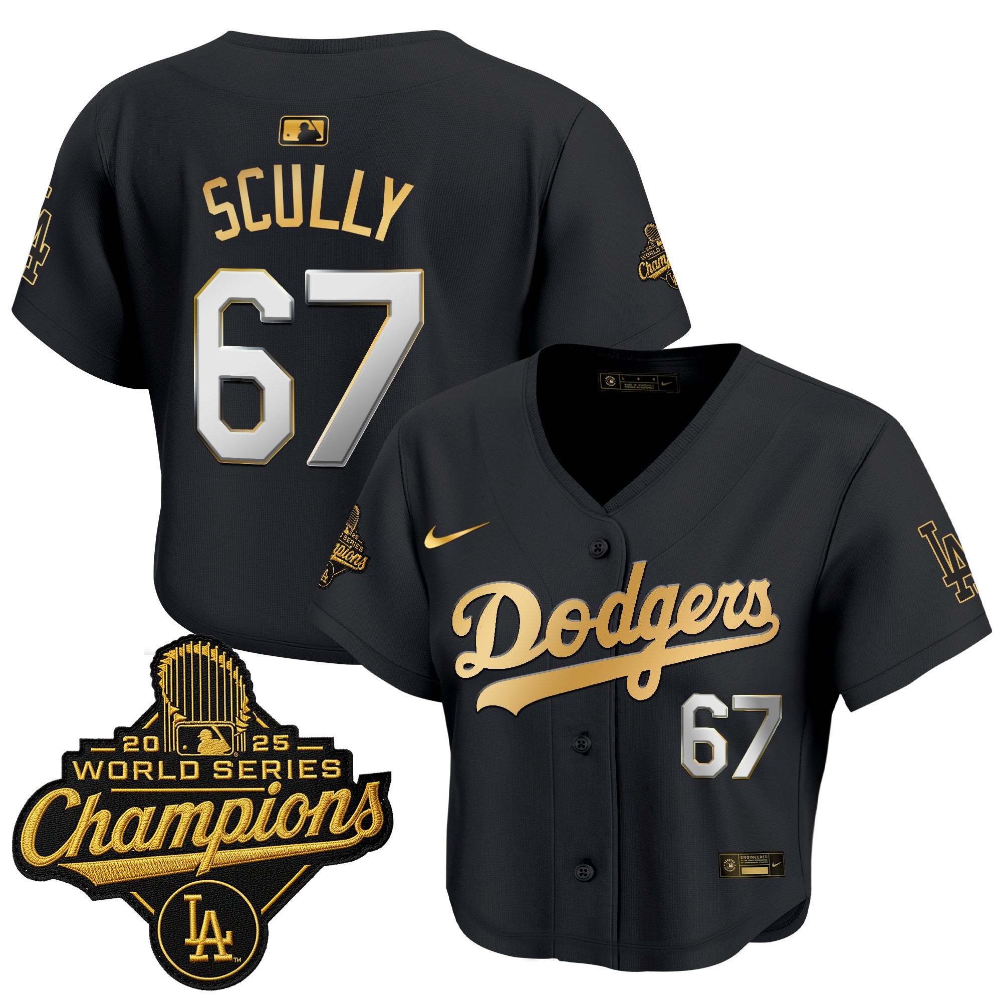 Women's Dodgers 2025 World Series Champions Crop Top Baseball Jersey - All Stitched