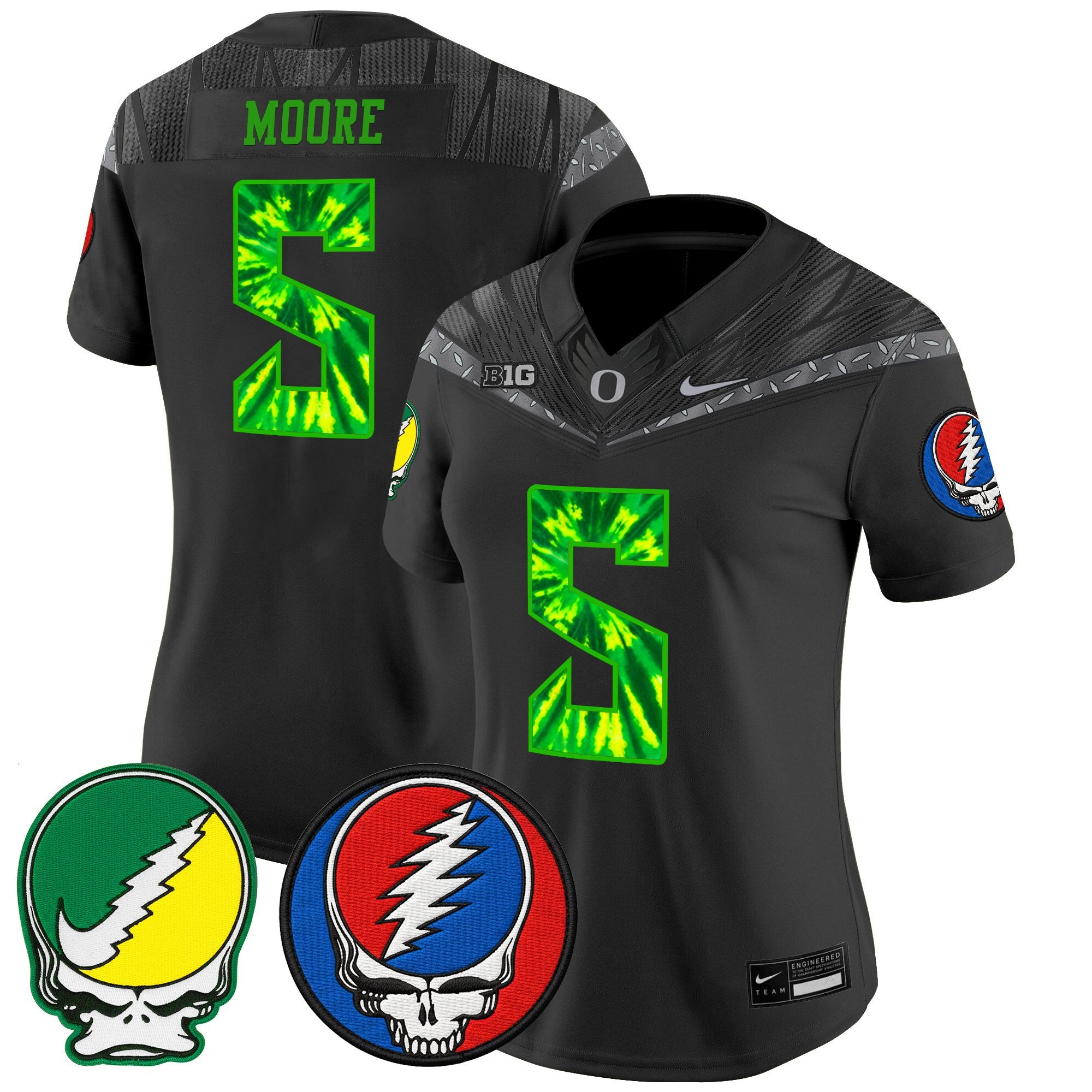 Women's Oregon Ducks 2025 'Grateful Ducks x Grateful Dead' Vapor Limited Jersey - All Stitched