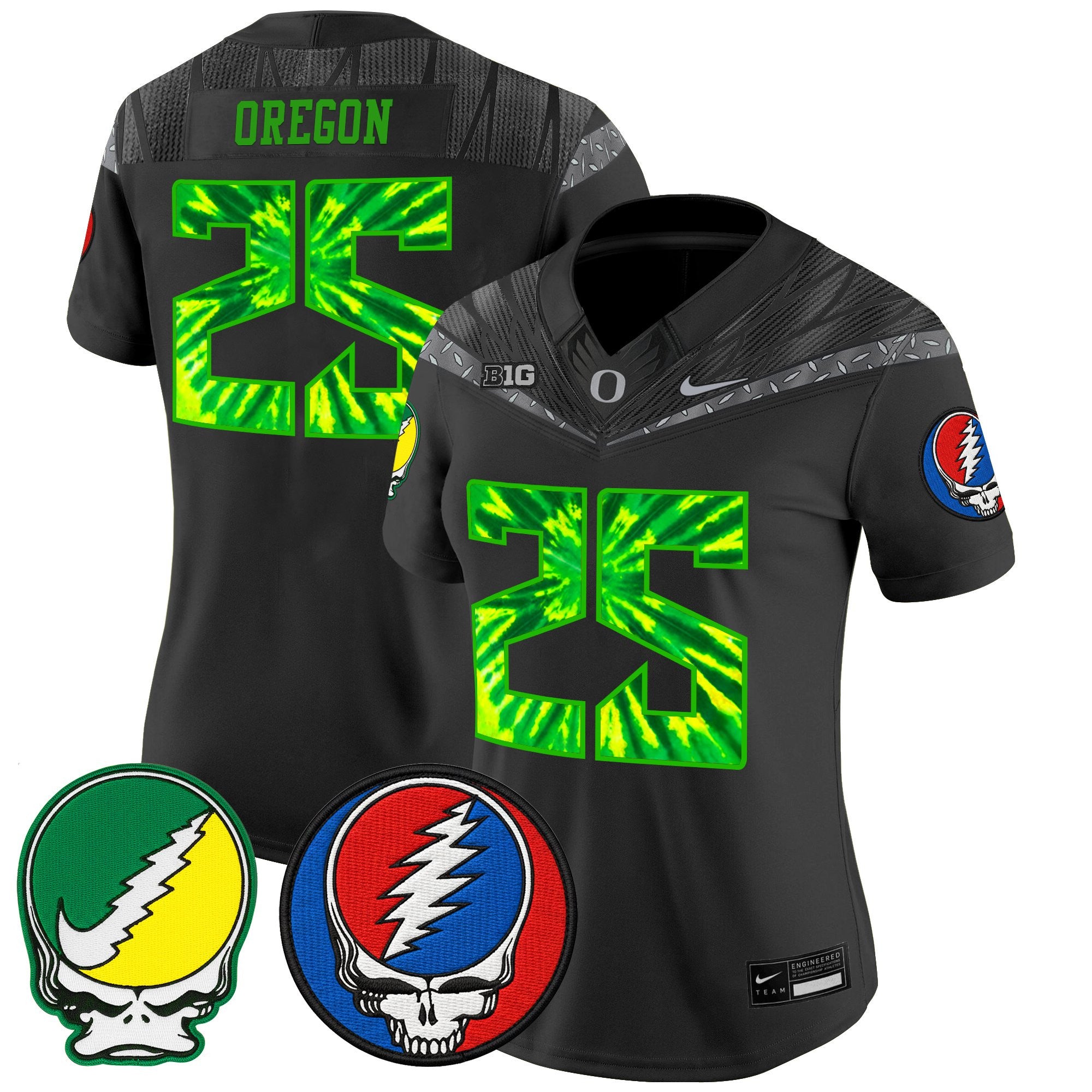 Women's Oregon Ducks 2025 'Grateful Ducks x Grateful Dead' Vapor Limited Jersey - All Stitched