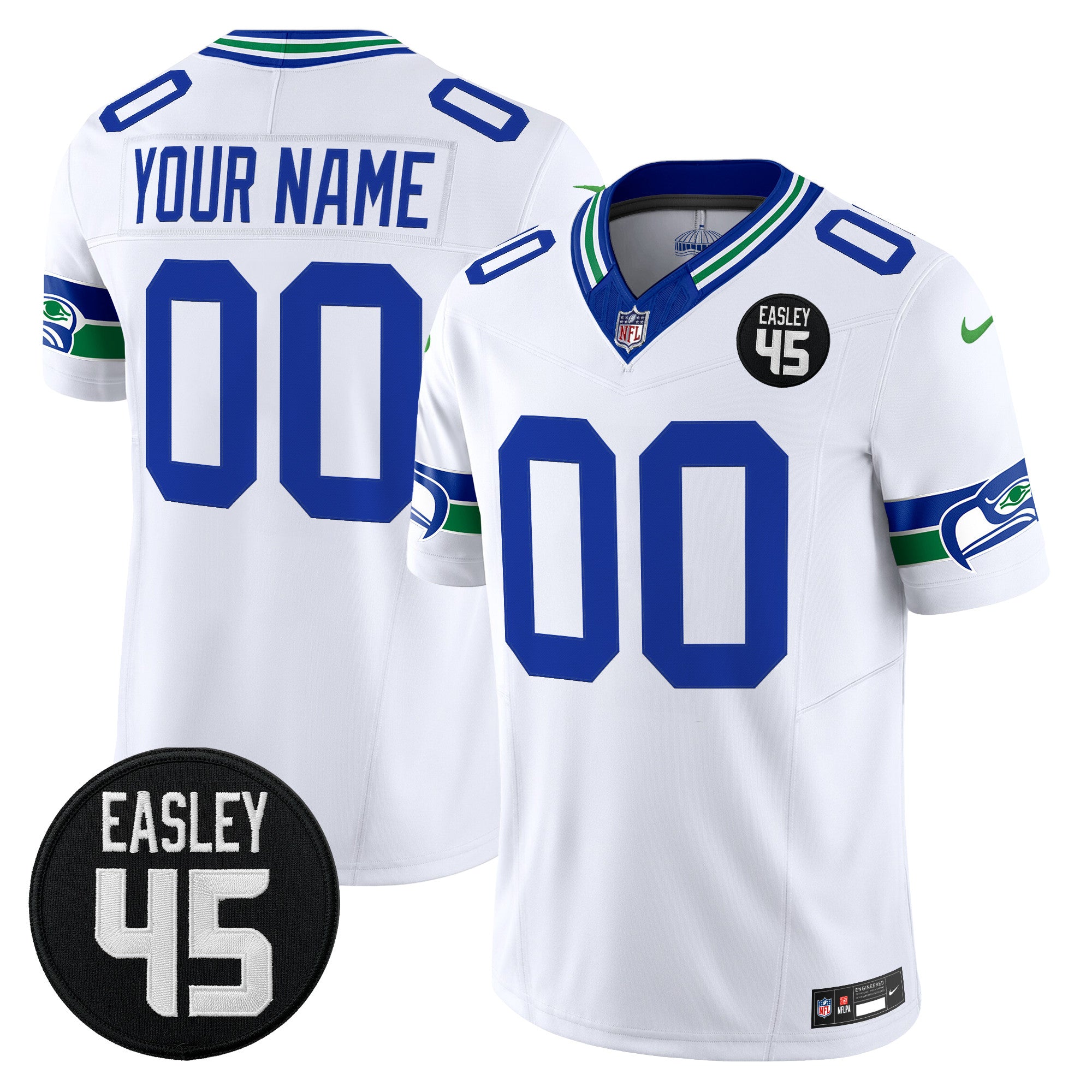 Seattle Seahawks #45 Kenny Easley Memorial Patch Vapor Limited Custom Jersey - All Stitched
