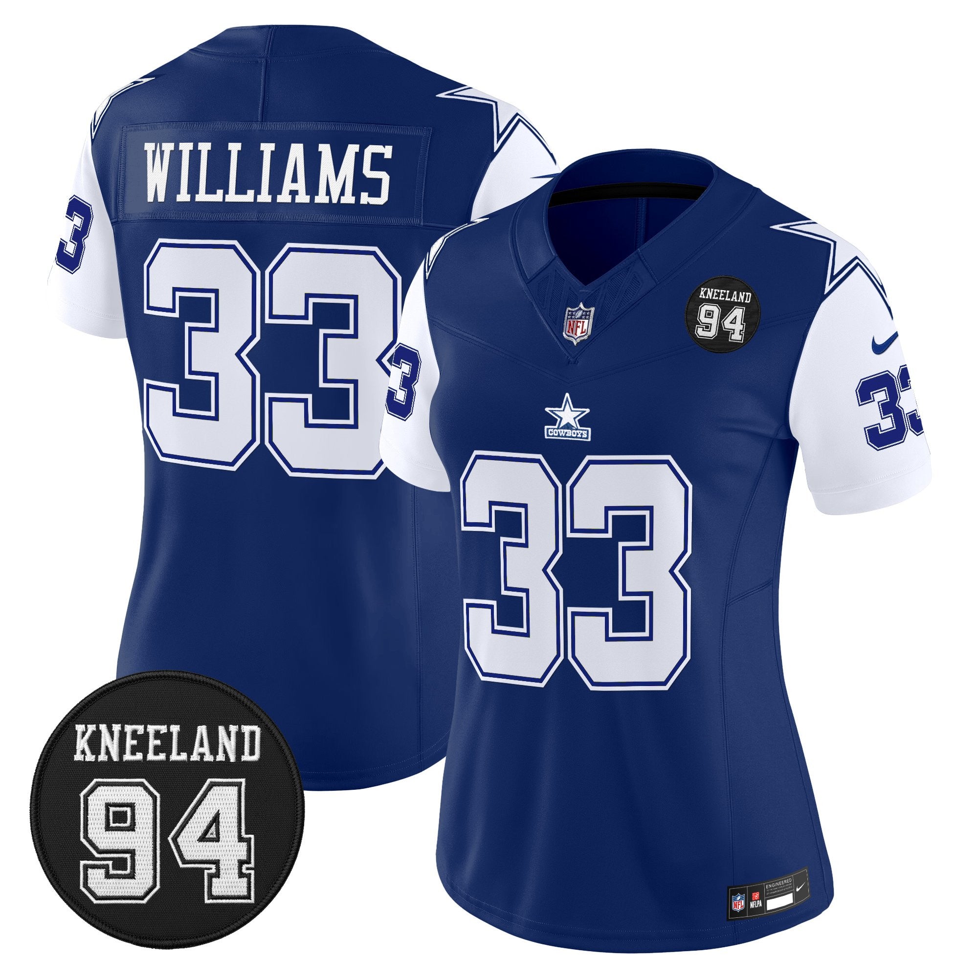 Women's Dallas Cowboys #94 Marshawn Kneeland Memorial Patch Vapor Limited Jersey - All Stitched