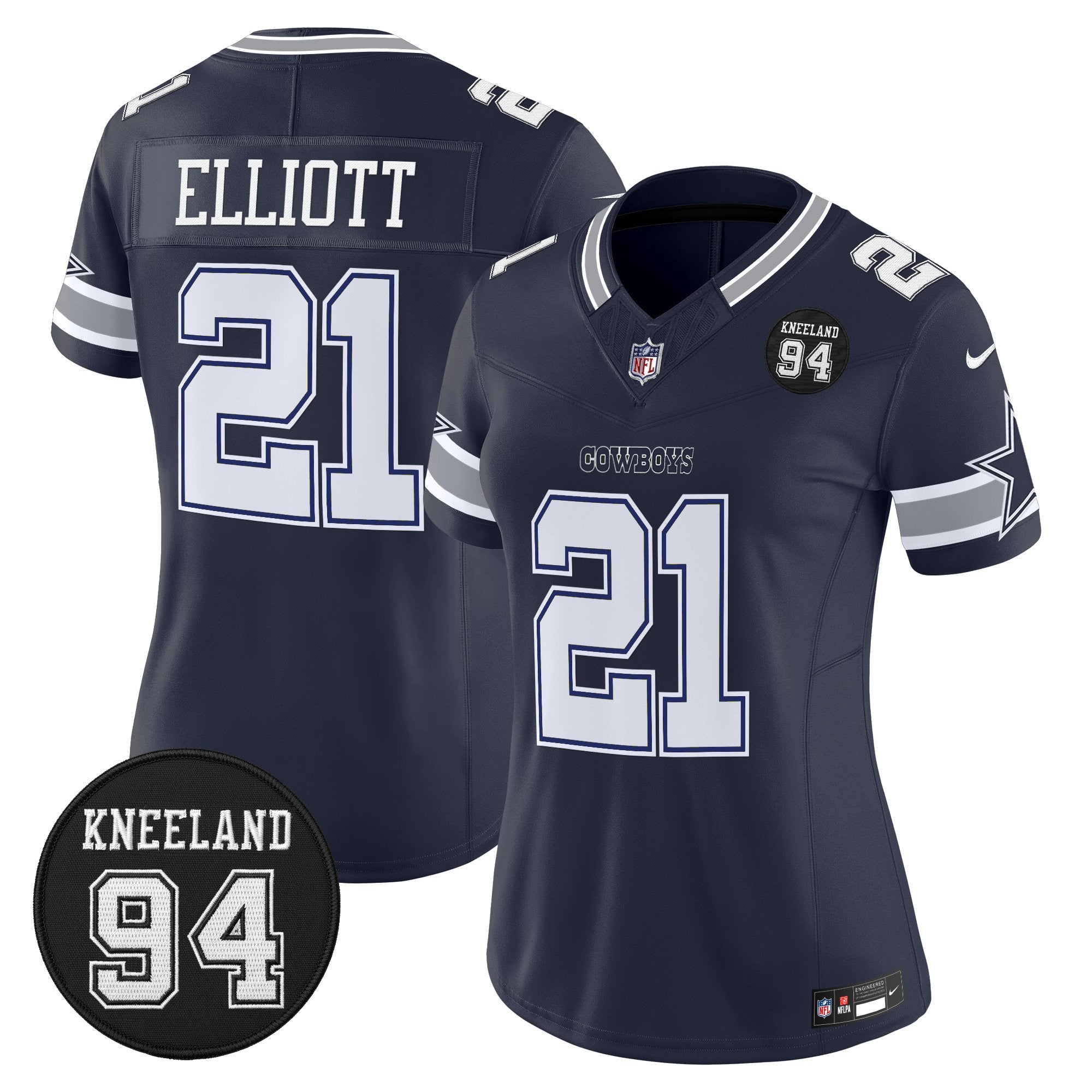 Women's Dallas Cowboys #94 Marshawn Kneeland Memorial Patch Vapor Limited Jersey - All Stitched