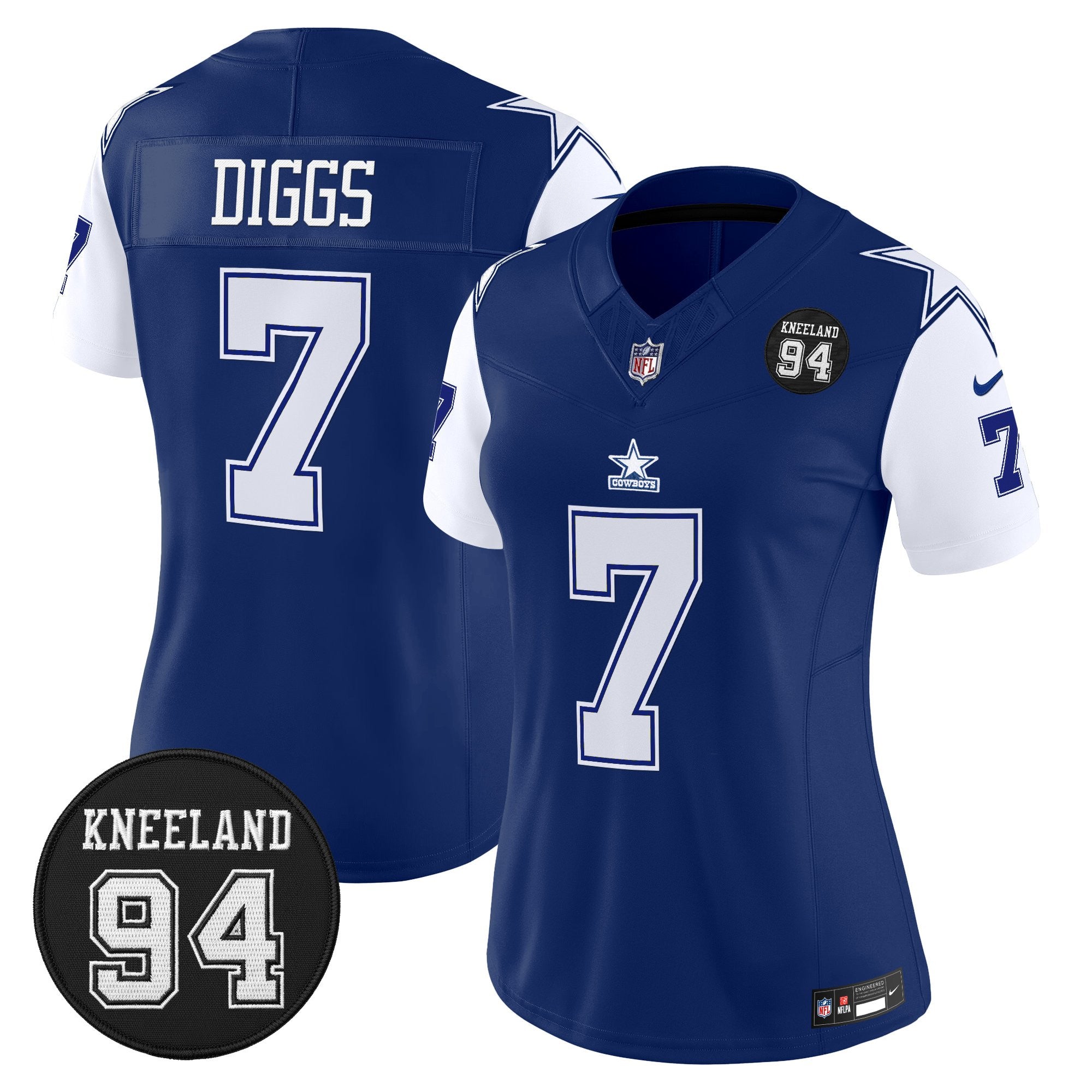 Women's Dallas Cowboys #94 Marshawn Kneeland Memorial Patch Vapor Limited Jersey - All Stitched