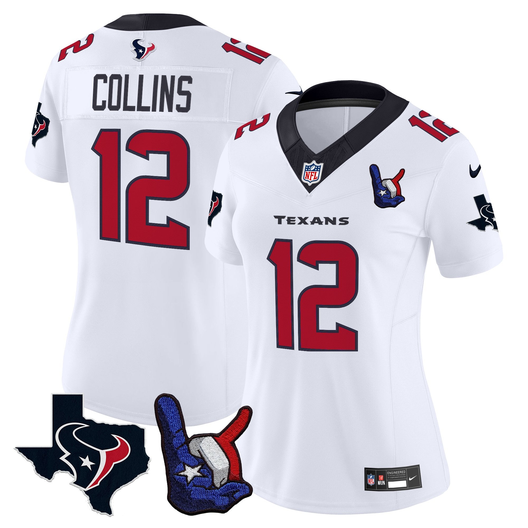 Women's Houston Texans Hand Sign Throwing Up The H Vapor Jersey - All Stitched