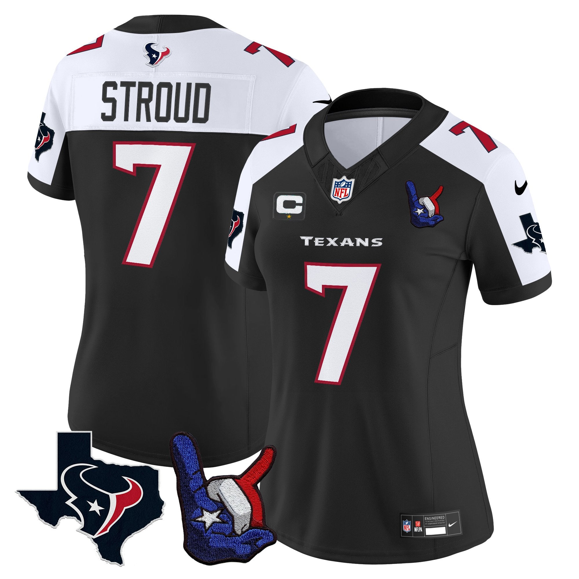 Women's Houston Texans Hand Sign Throwing Up The H Vapor Jersey - All Stitched