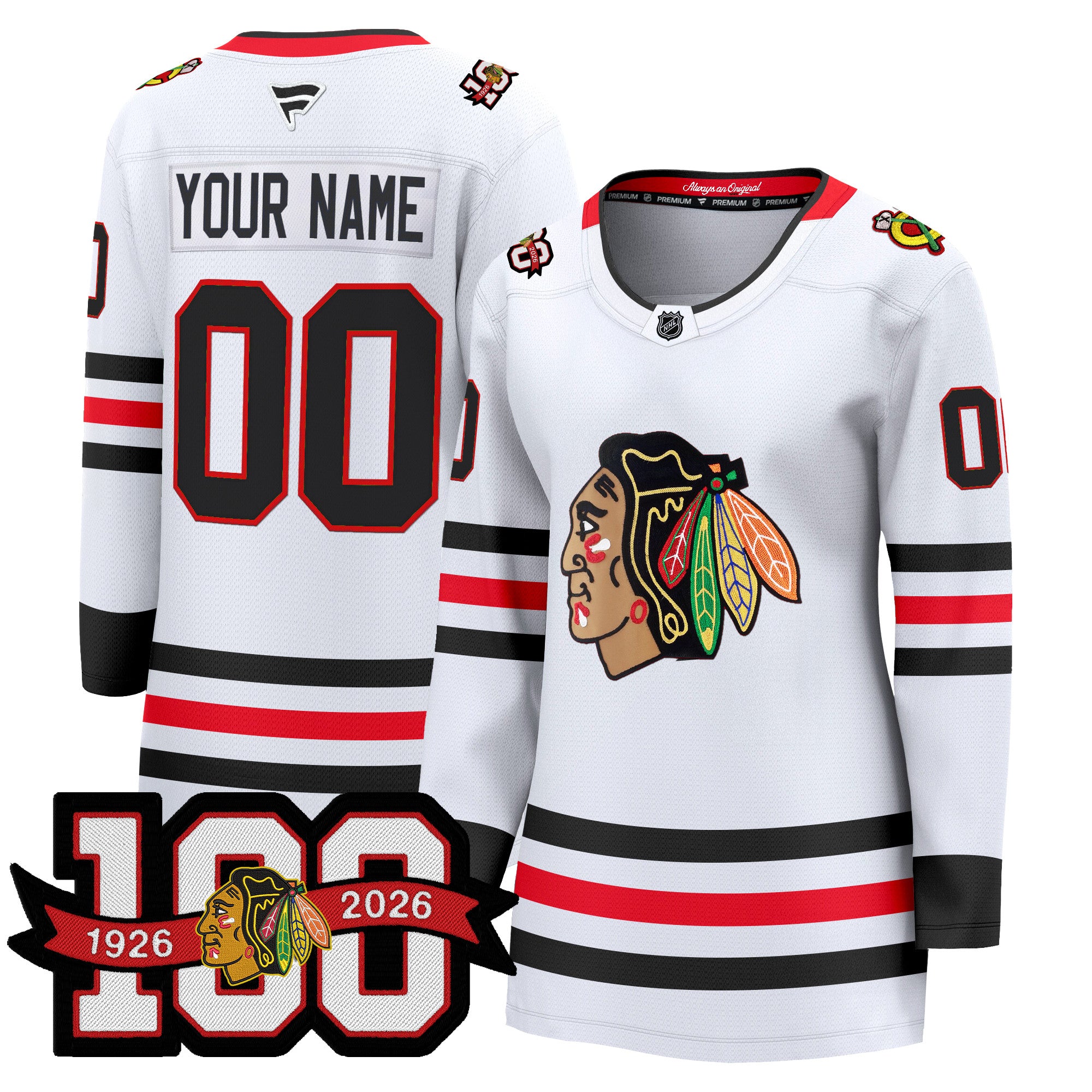 Chicago Blackhawks 2025/26 Premium Custom Jersey - 100th Anniversary Patch -All Stitched