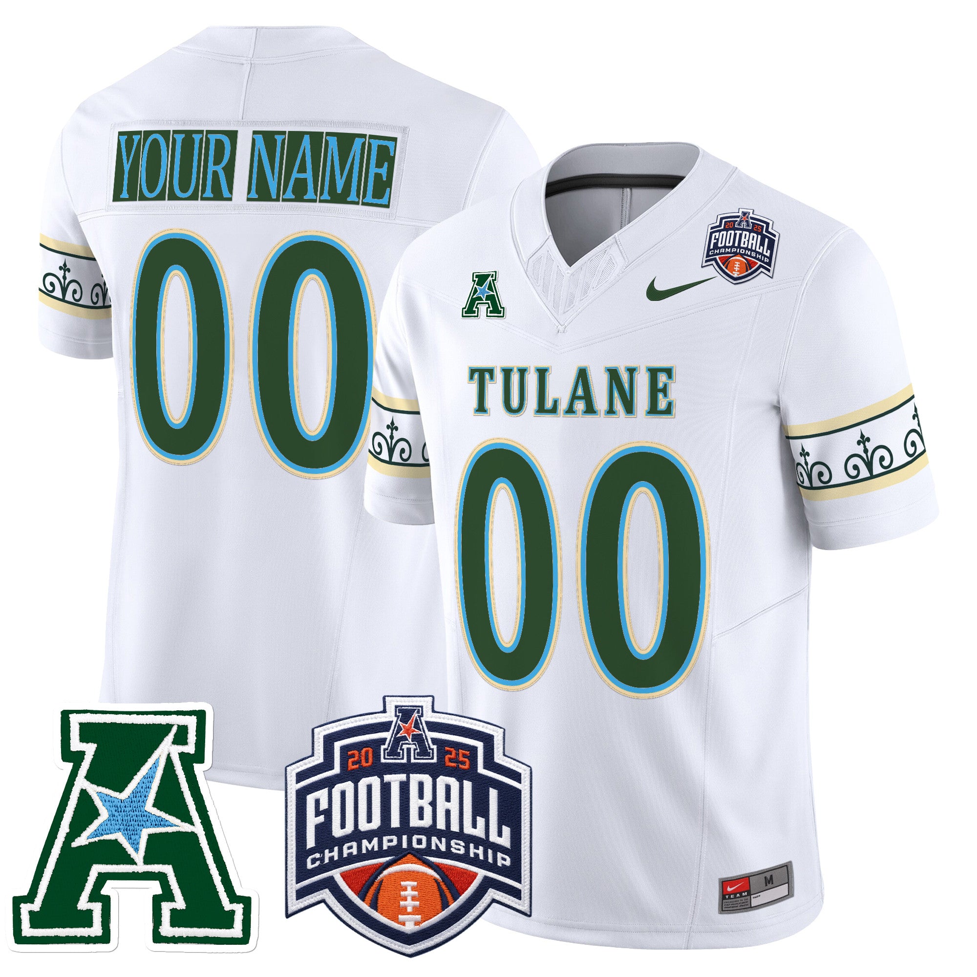 Tulane Green Wave 'City Edition' Vapor Limited Custom Jersey - 2025 AAC Championship Patch - All Stitched