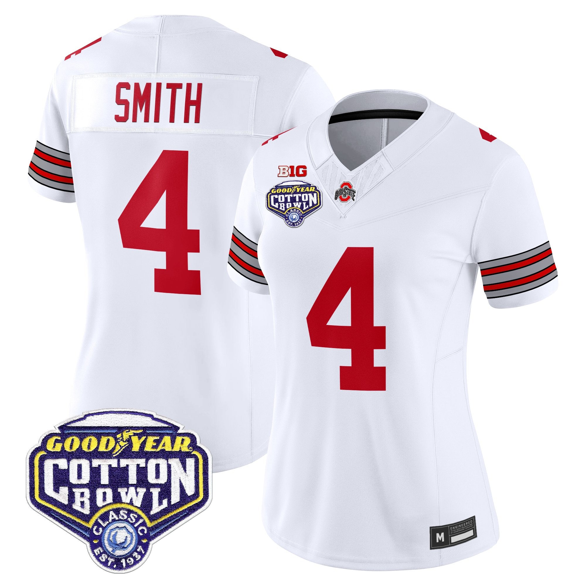 Women's Ohio State Buckeyes 'Heritage Stripe' Vapor Limited Jersey - 2025 Cotton Bowl Patch - All Stitched