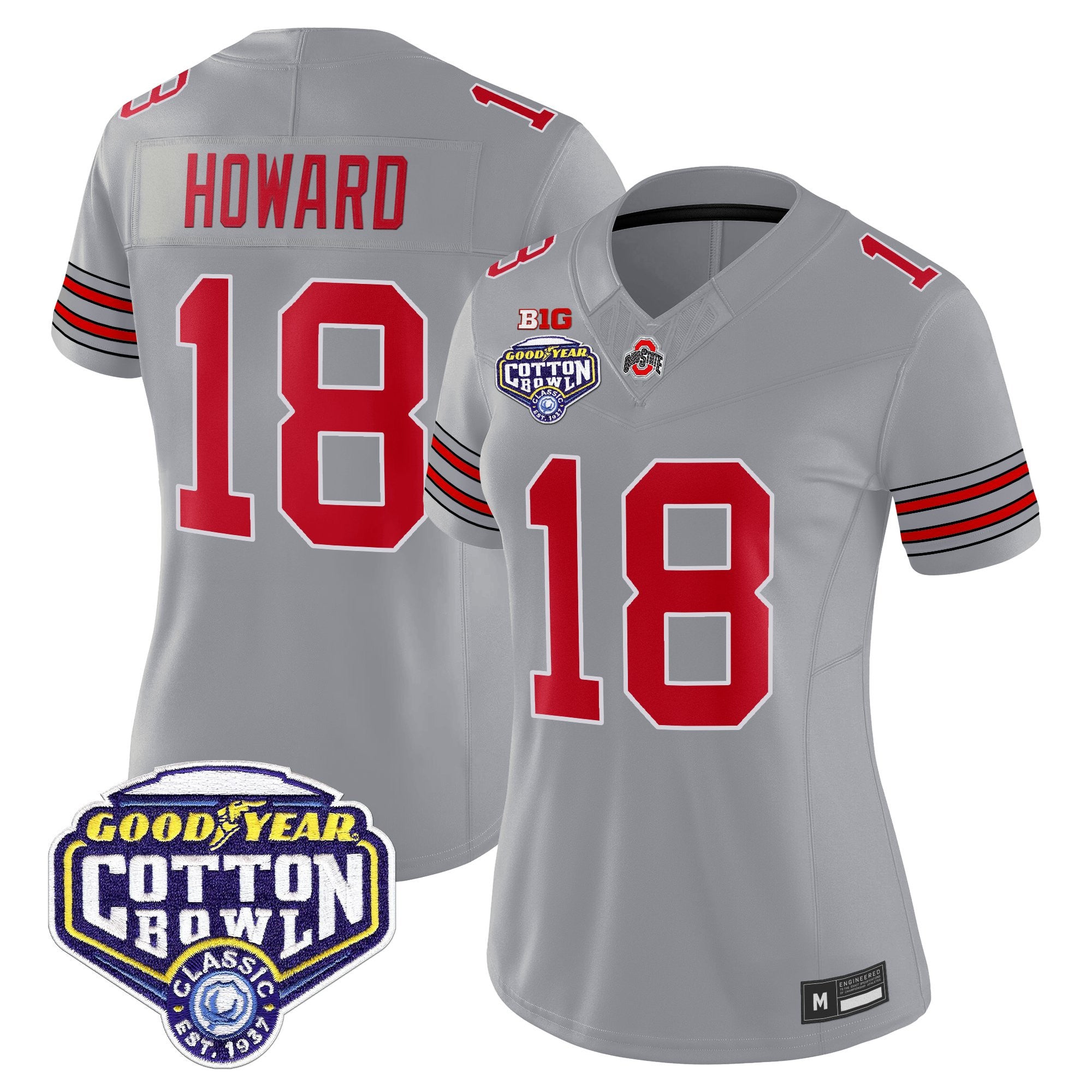 Women's Ohio State Buckeyes 'Heritage Stripe' Vapor Limited Jersey - 2025 Cotton Bowl Patch - All Stitched