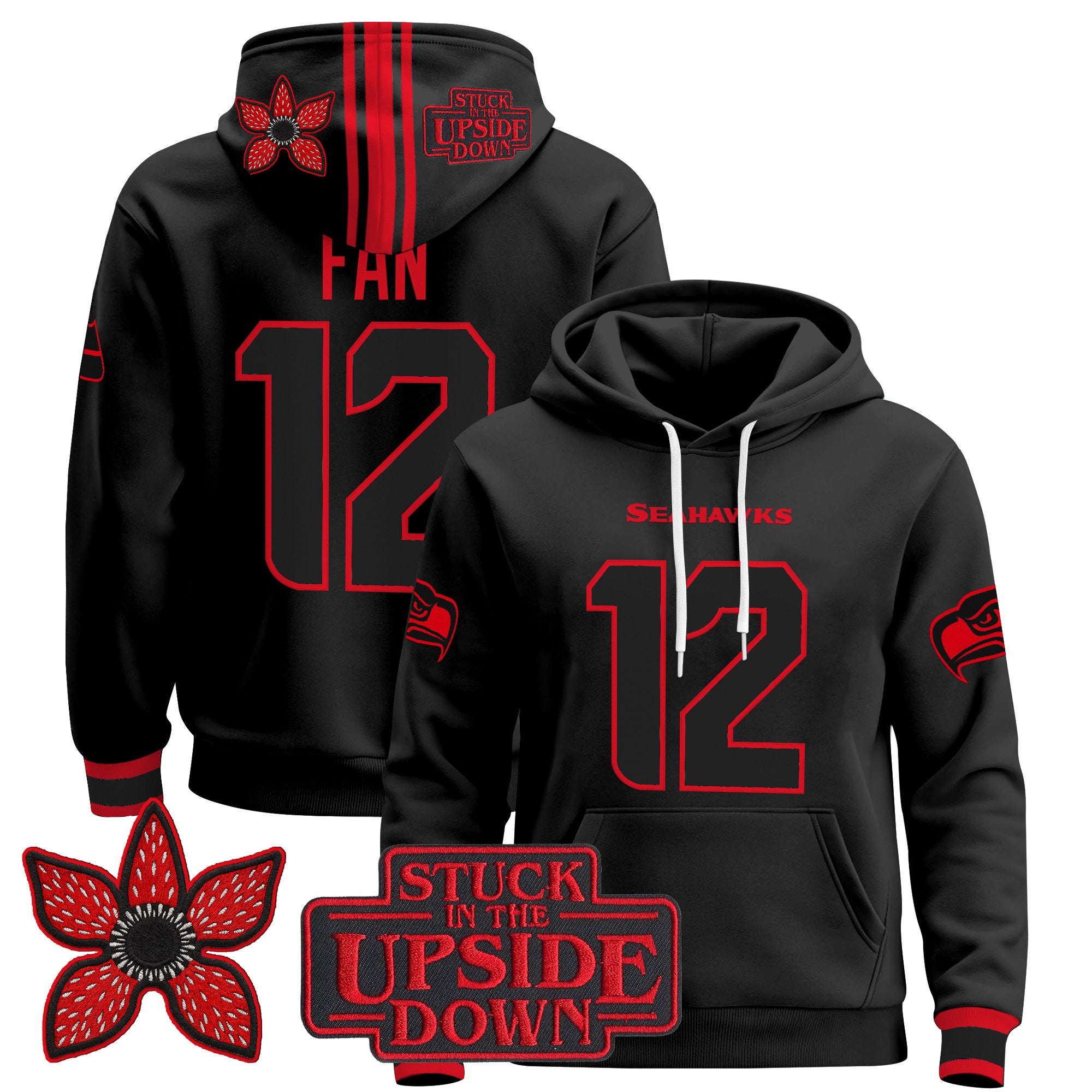 Seattle Seahawks 'Stranger Things Edition' Premium Pullover Hoodie - All Stitched