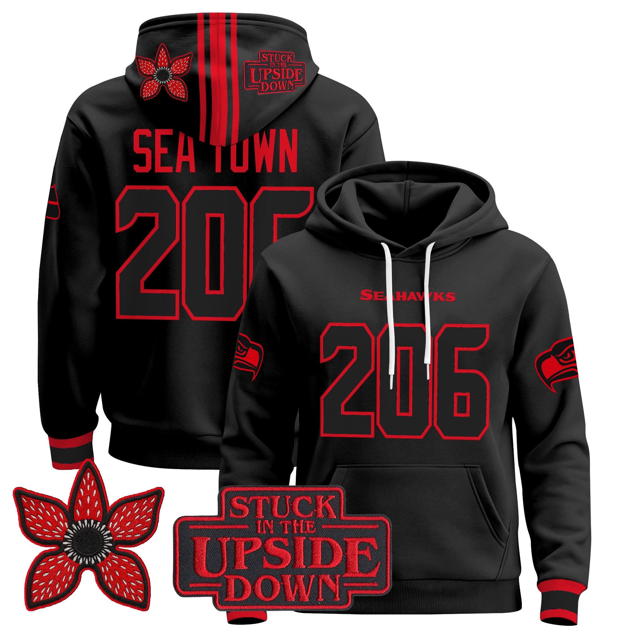 Seattle Seahawks 'Stranger Things Edition' Premium Pullover Hoodie - All Stitched