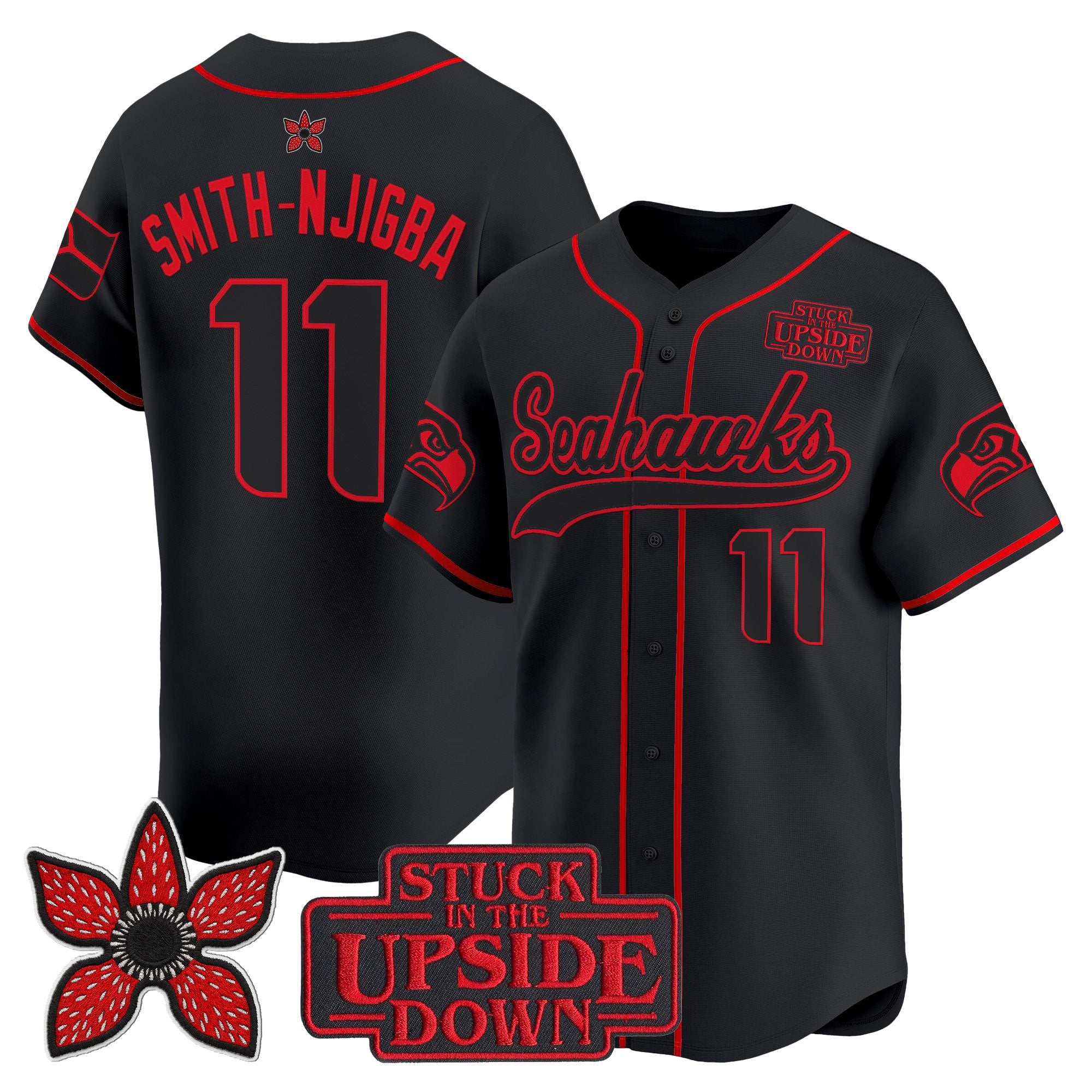 Seattle Seahawks 'Stranger Things Edition' Vapor Baseball Jersey - All Stitched